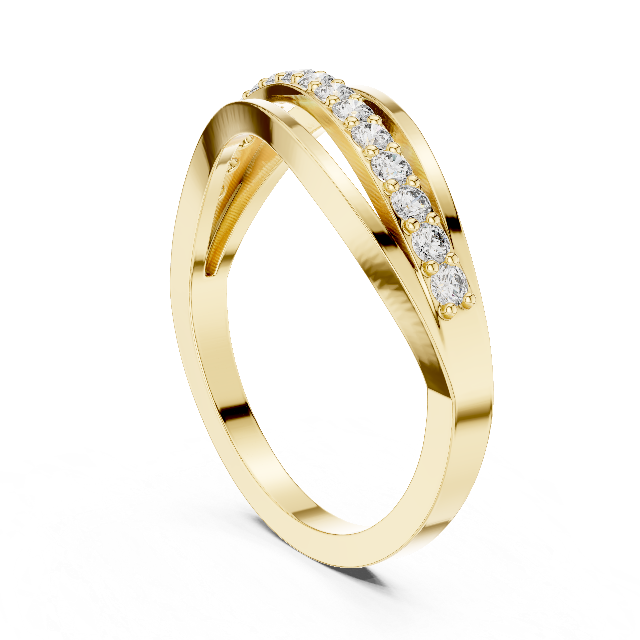 modern crossover bypass diamond ring