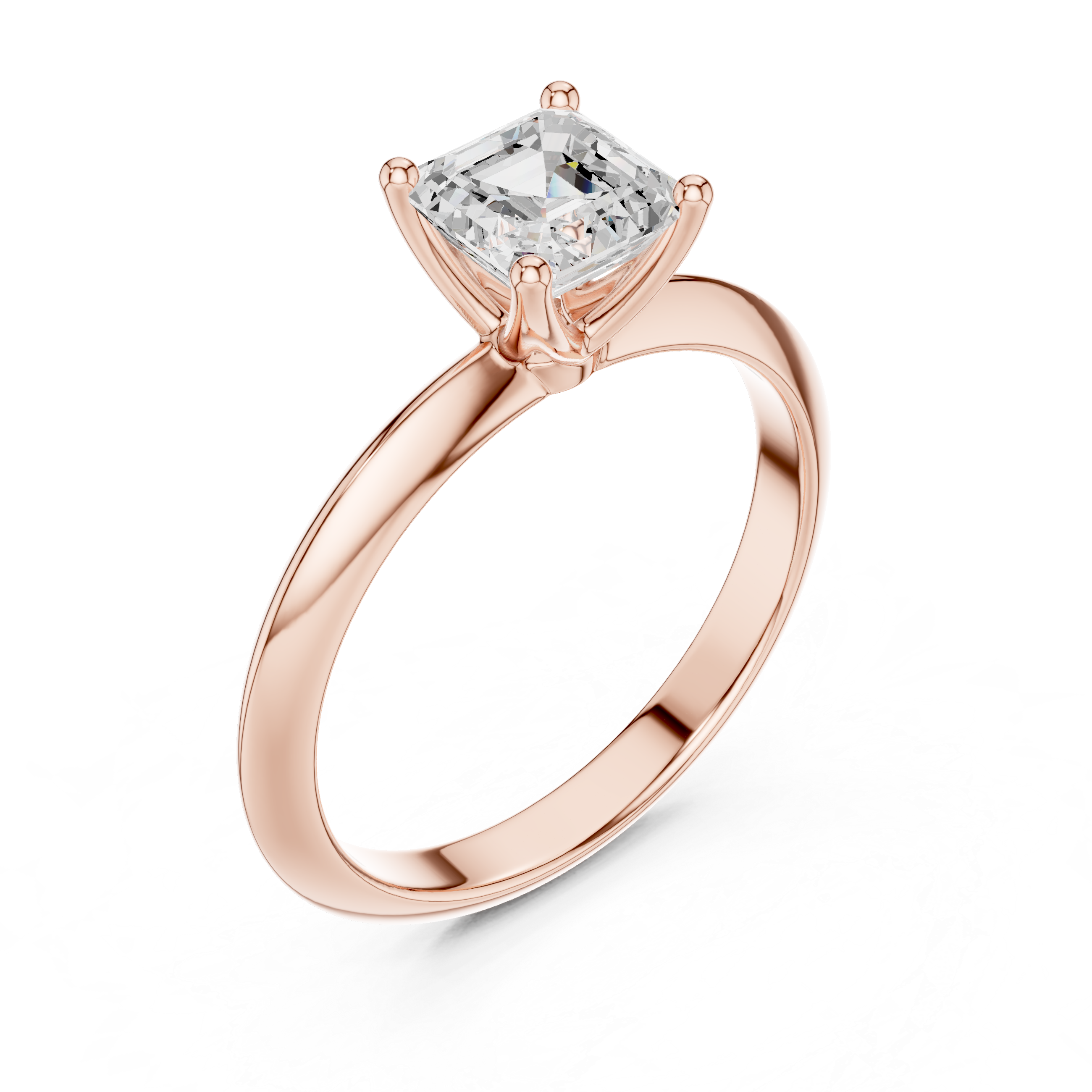 Classic Asscher Cut Solitaire Diamond Engagement Ring