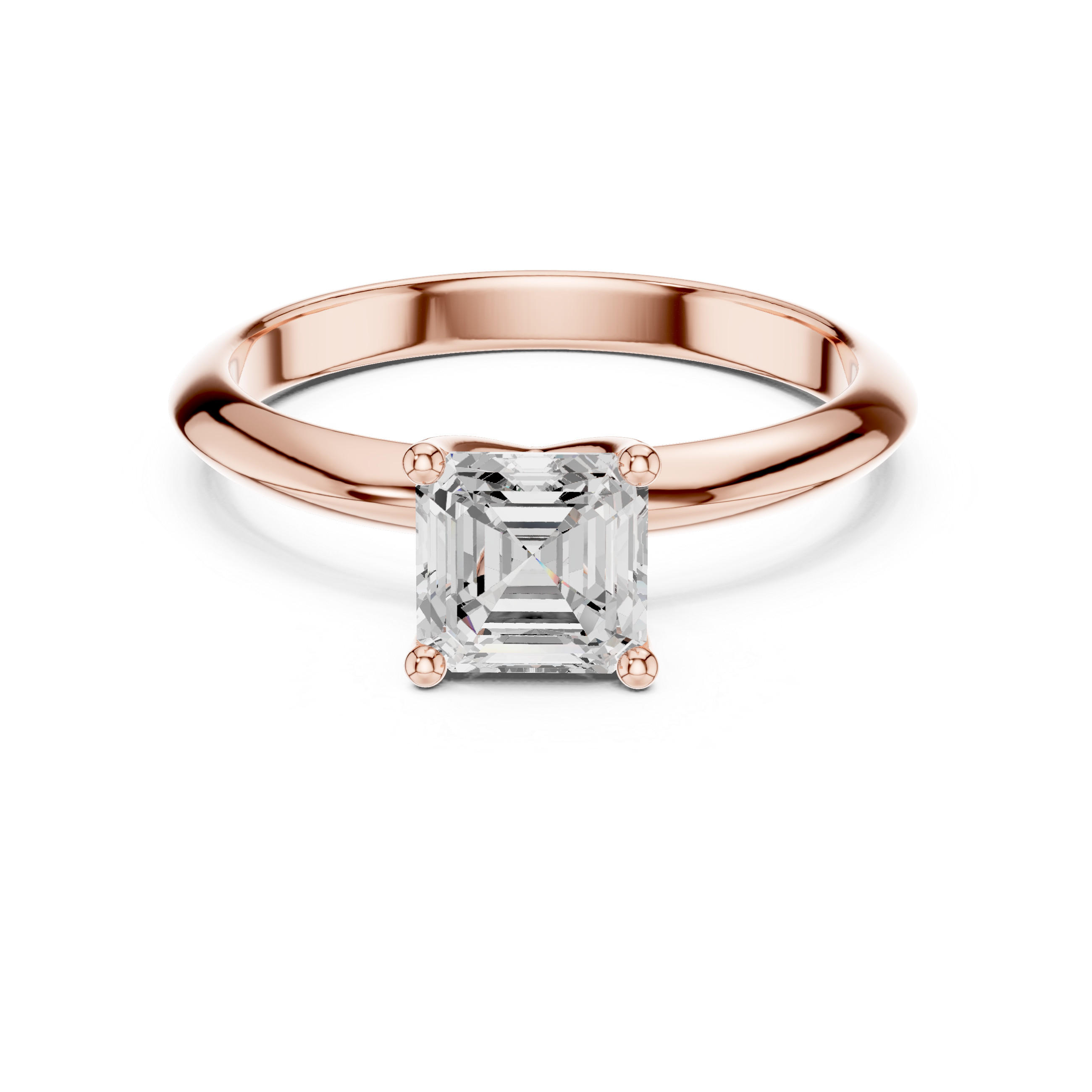 Classic Asscher Cut Solitaire Diamond Engagement Ring