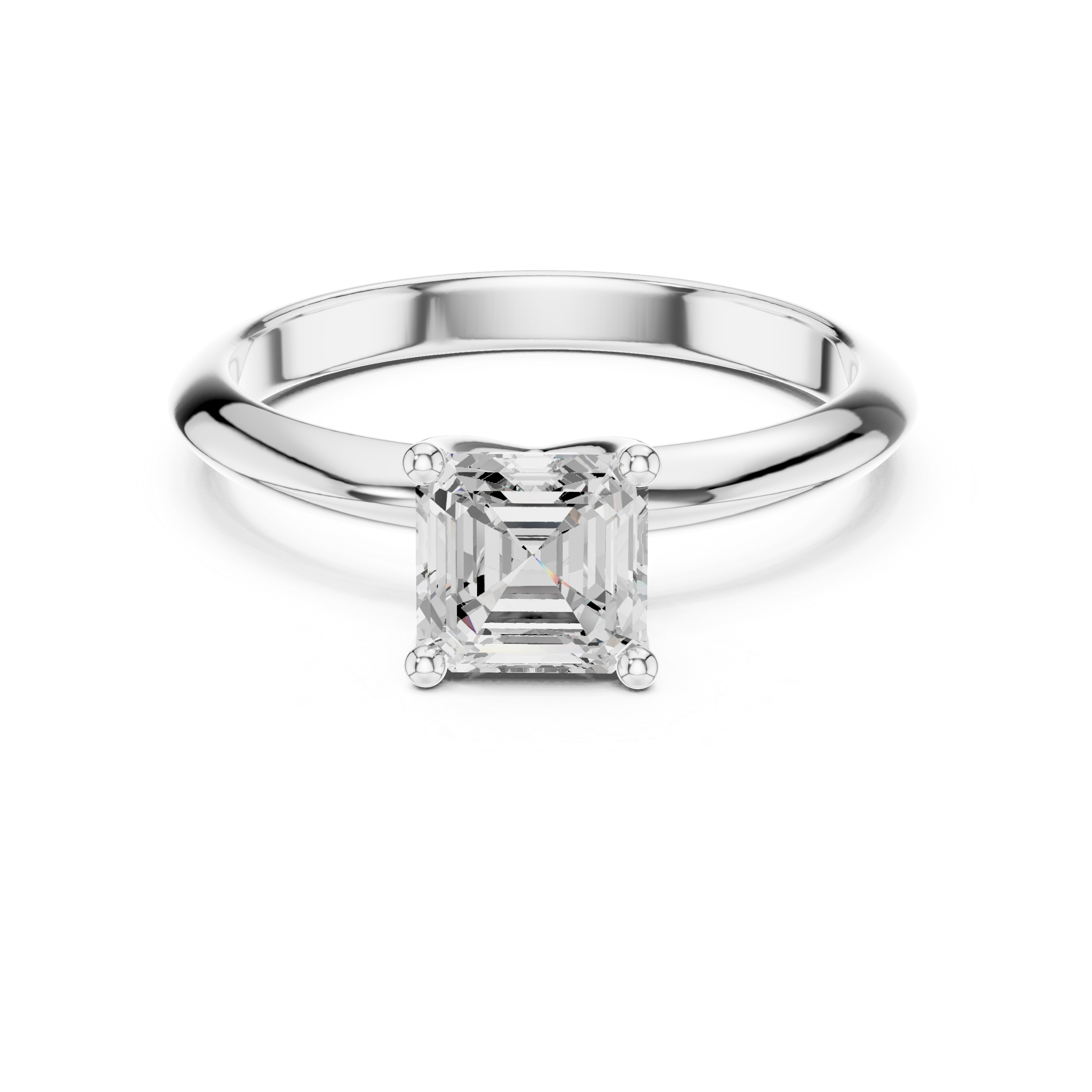 Classic Asscher Cut Solitaire Diamond Engagement Ring