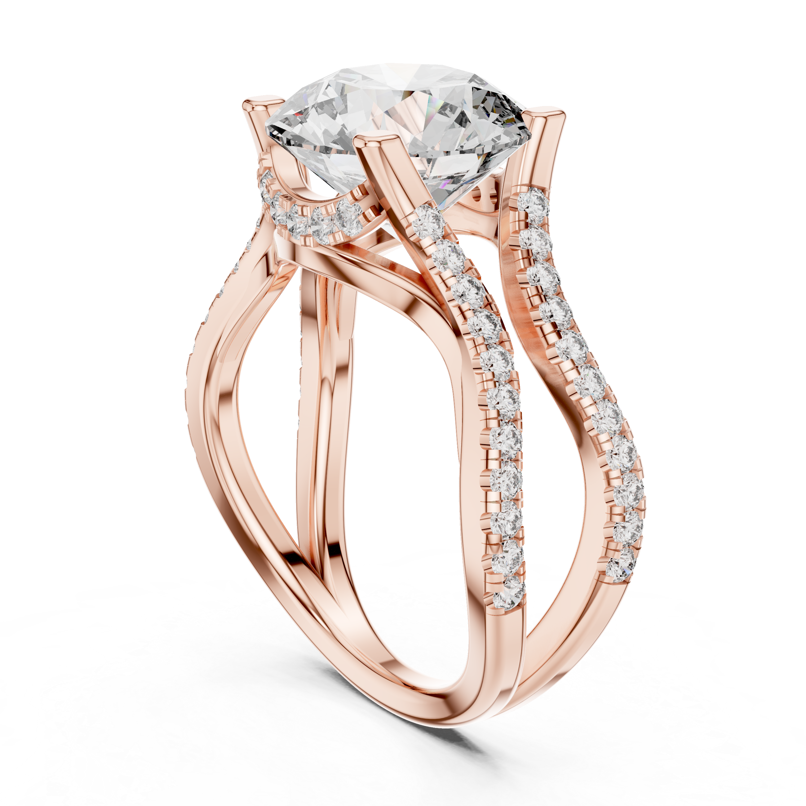 Ascend Round Brilliant Split Shank Diamond Engagement Ring