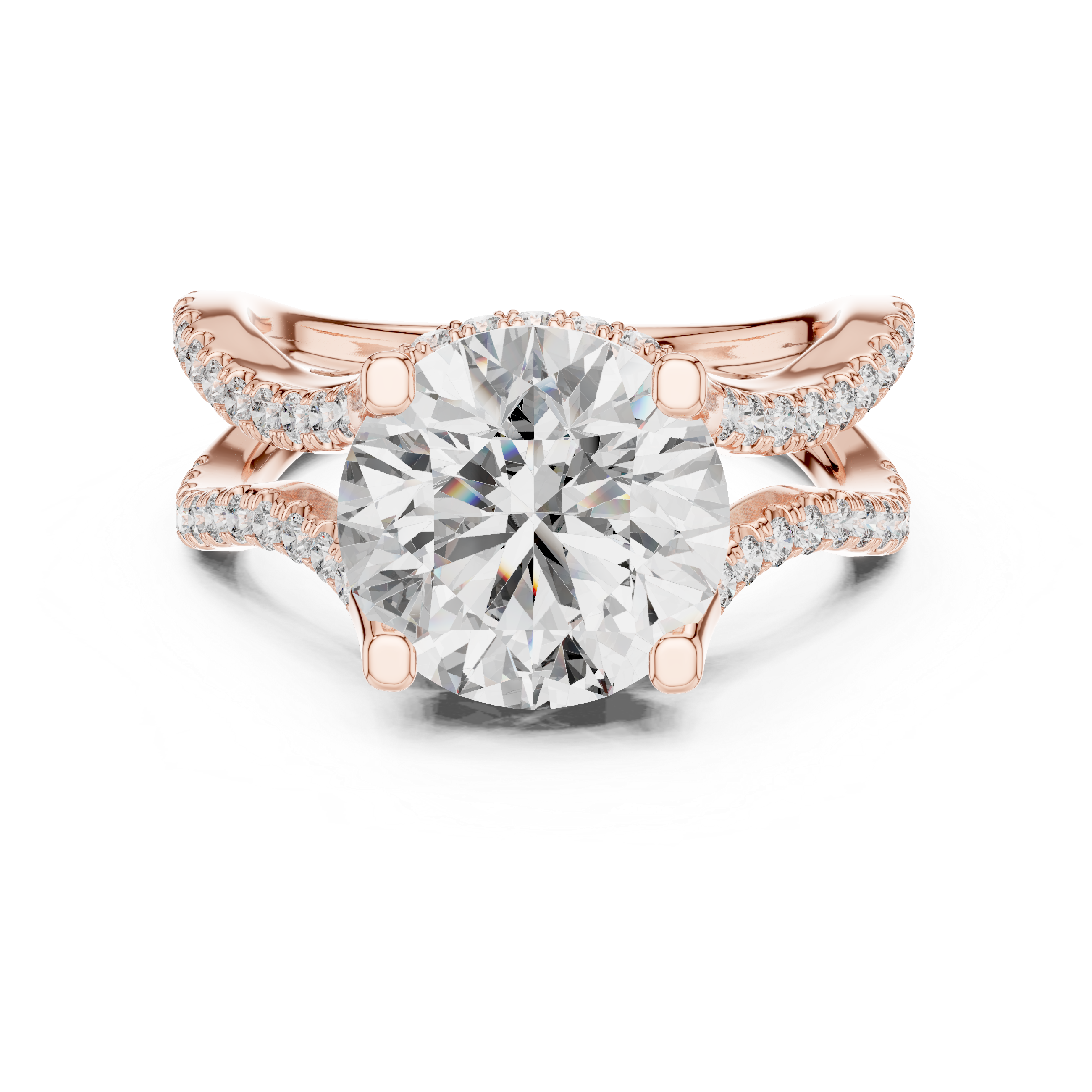Ascend Round Brilliant Split Shank Diamond Engagement Ring