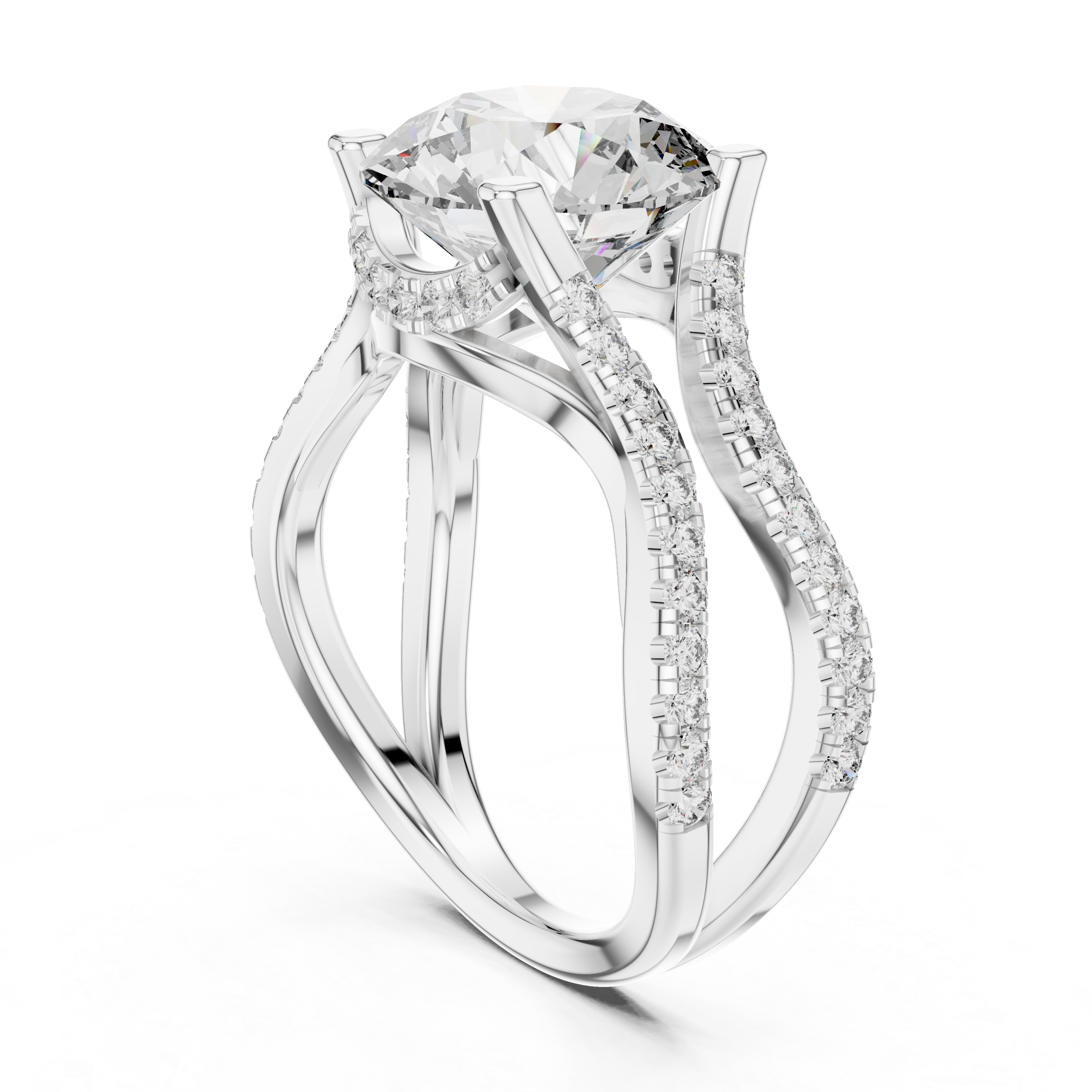 Ascend Round Brilliant Split Shank Diamond Engagement Ring