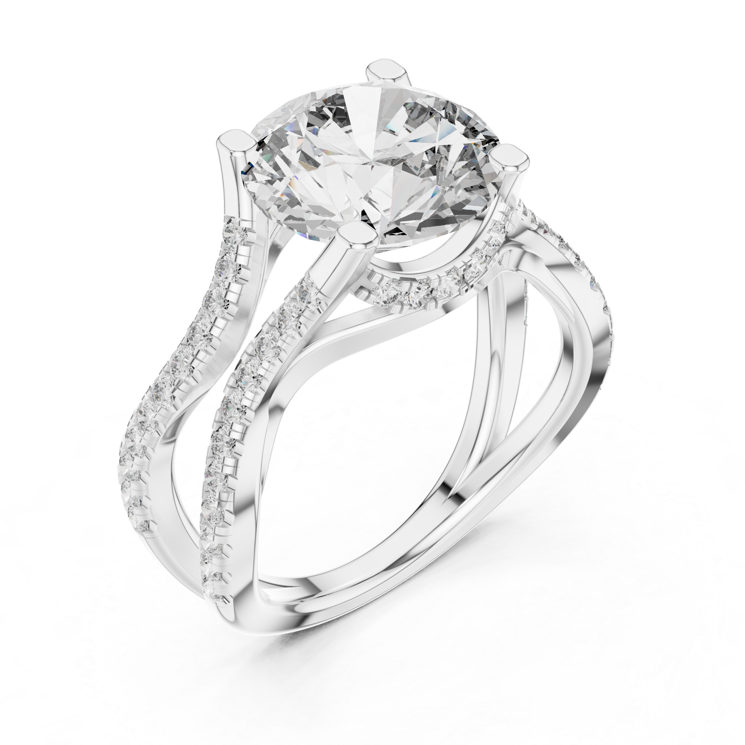 Ascend Round Brilliant Split Shank Diamond Engagement Ring