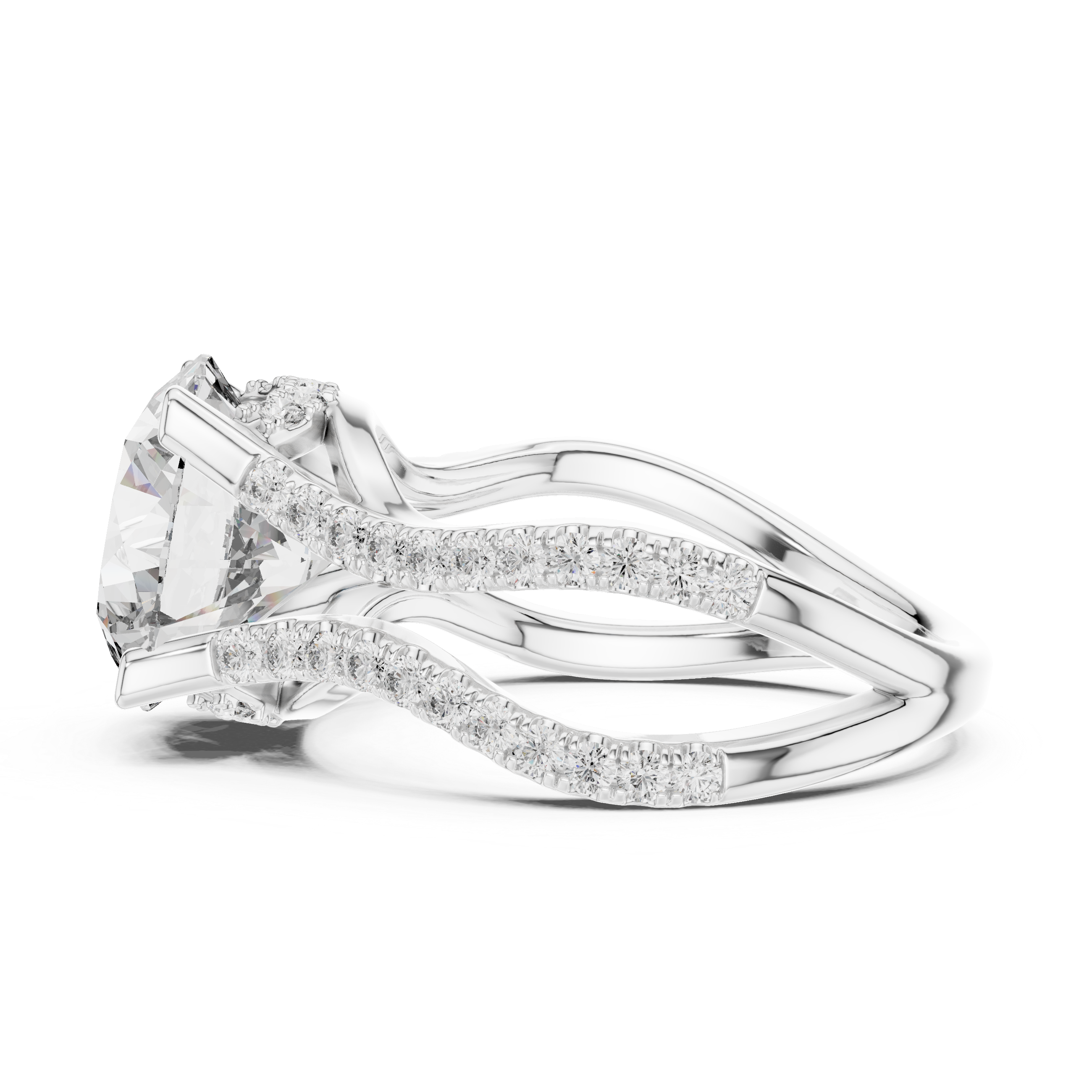 Ascend Round Brilliant Split Shank Diamond Engagement Ring