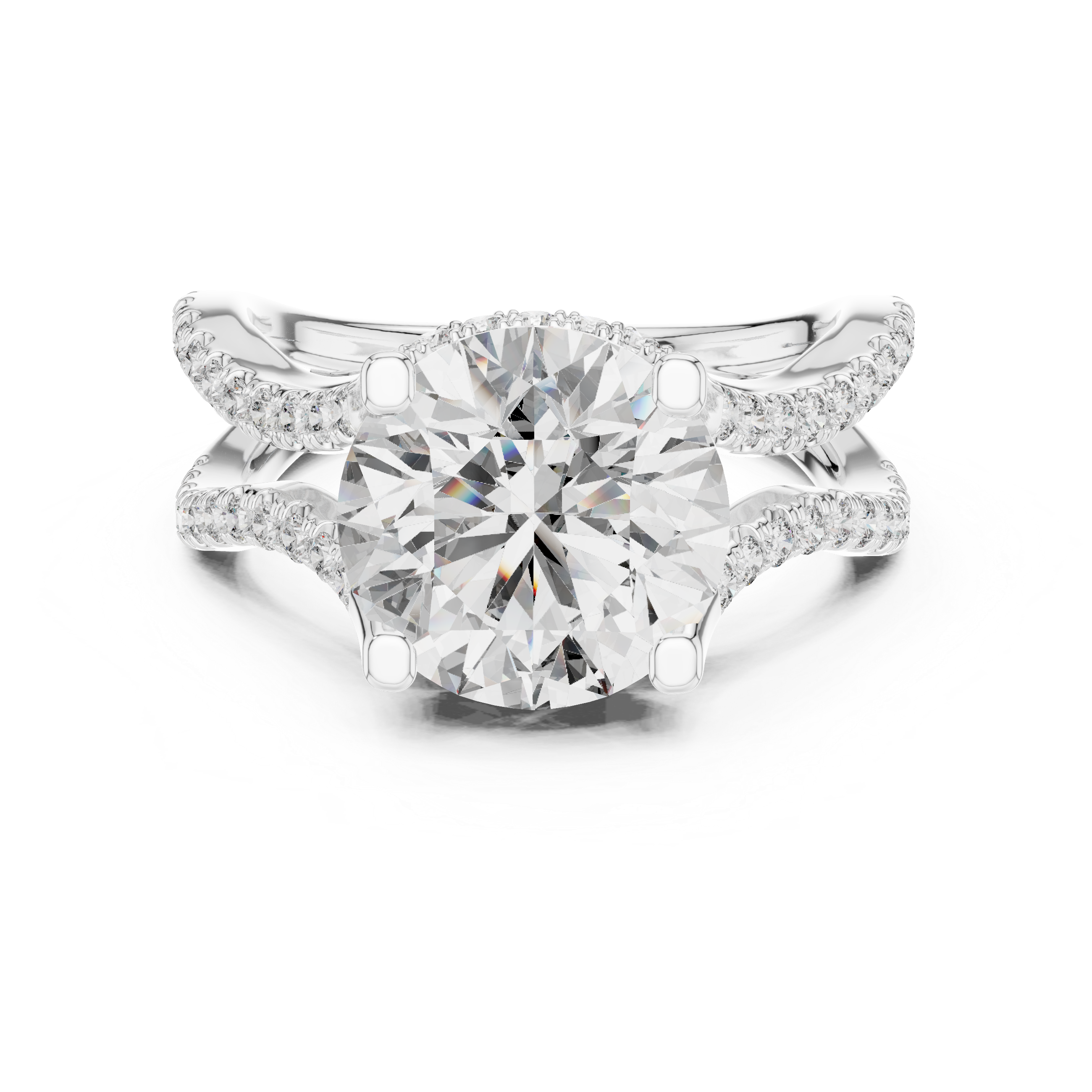 Ascend Round Brilliant Split Shank Diamond Engagement Ring