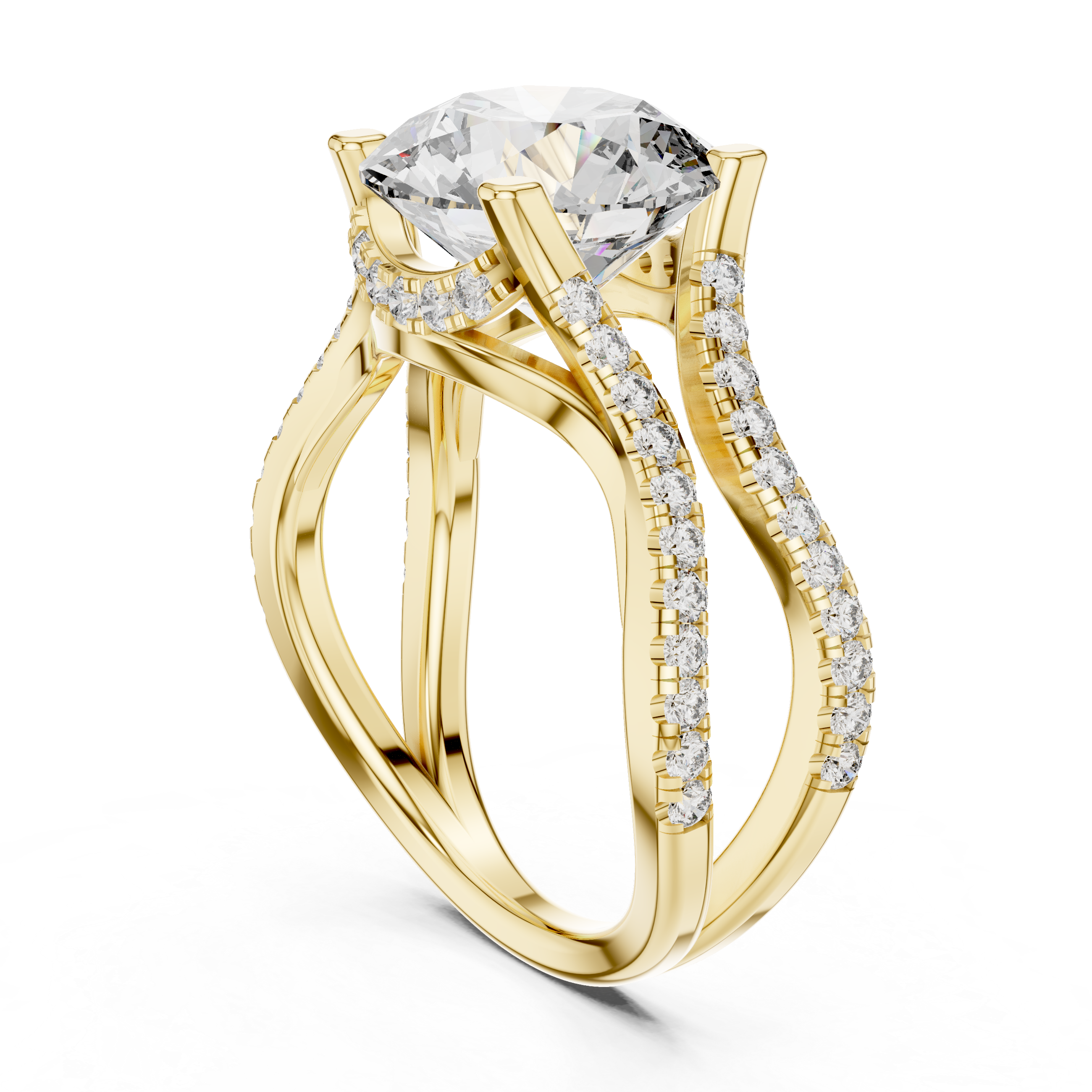 Ascend Round Brilliant Split Shank Diamond Engagement Ring