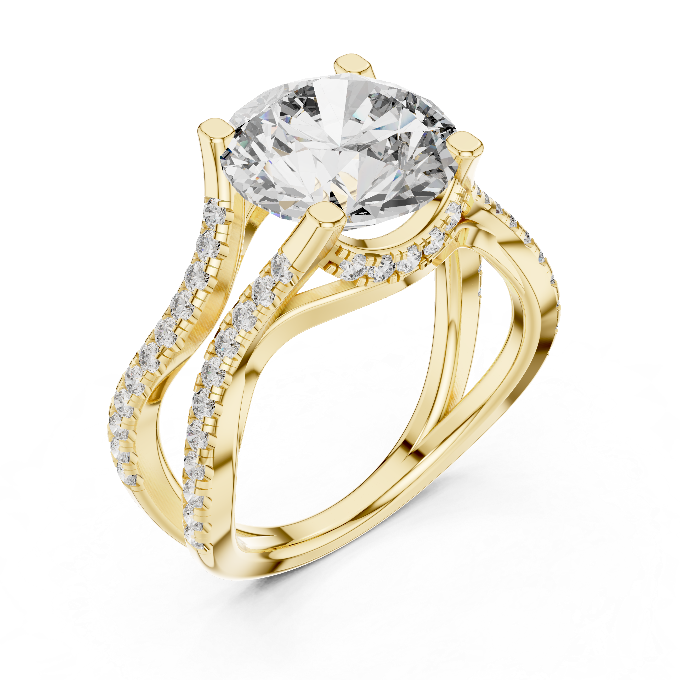 Ascend Round Brilliant Split Shank Diamond Engagement Ring