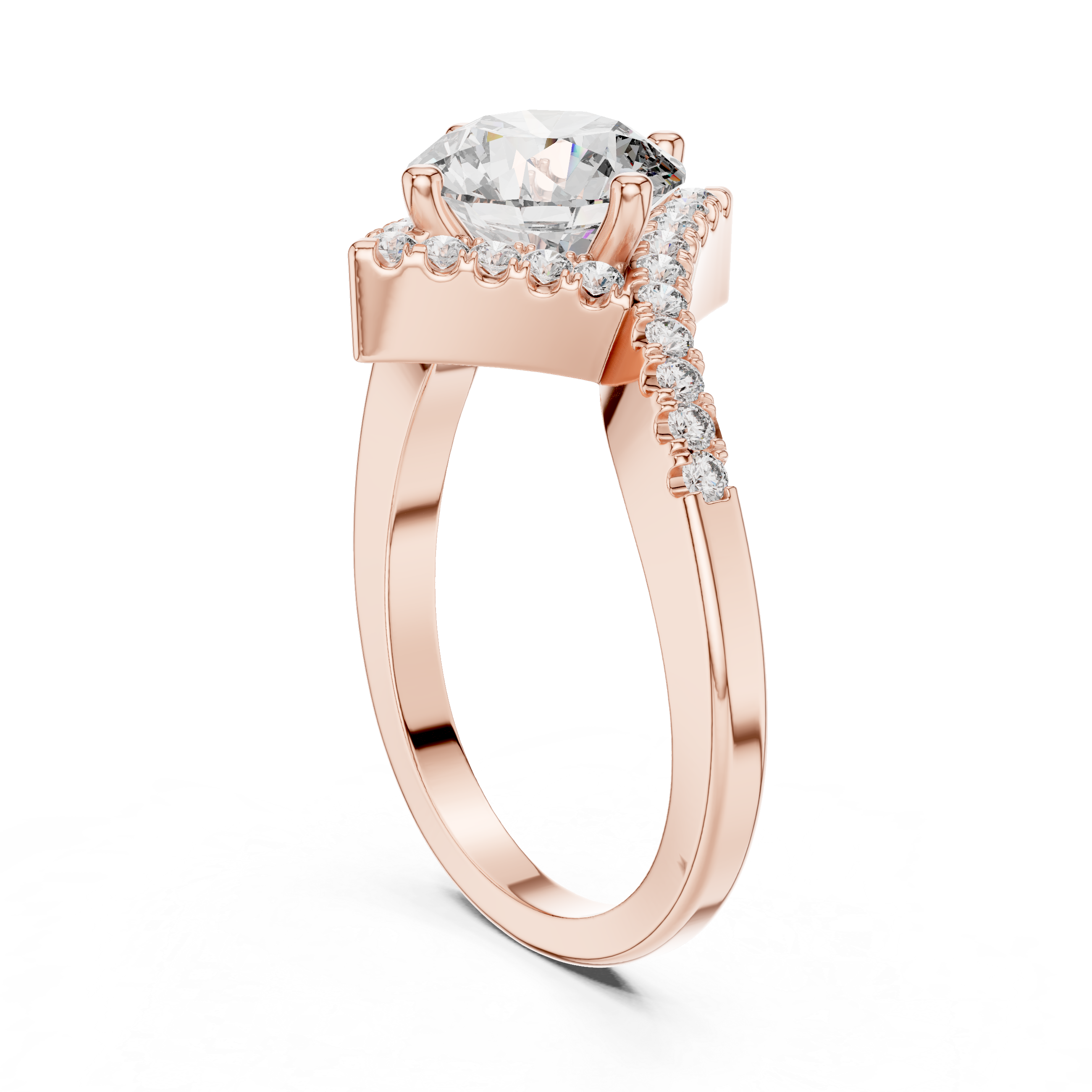 Astra Round Brilliant Kite Halo Diamond Engagement Ring