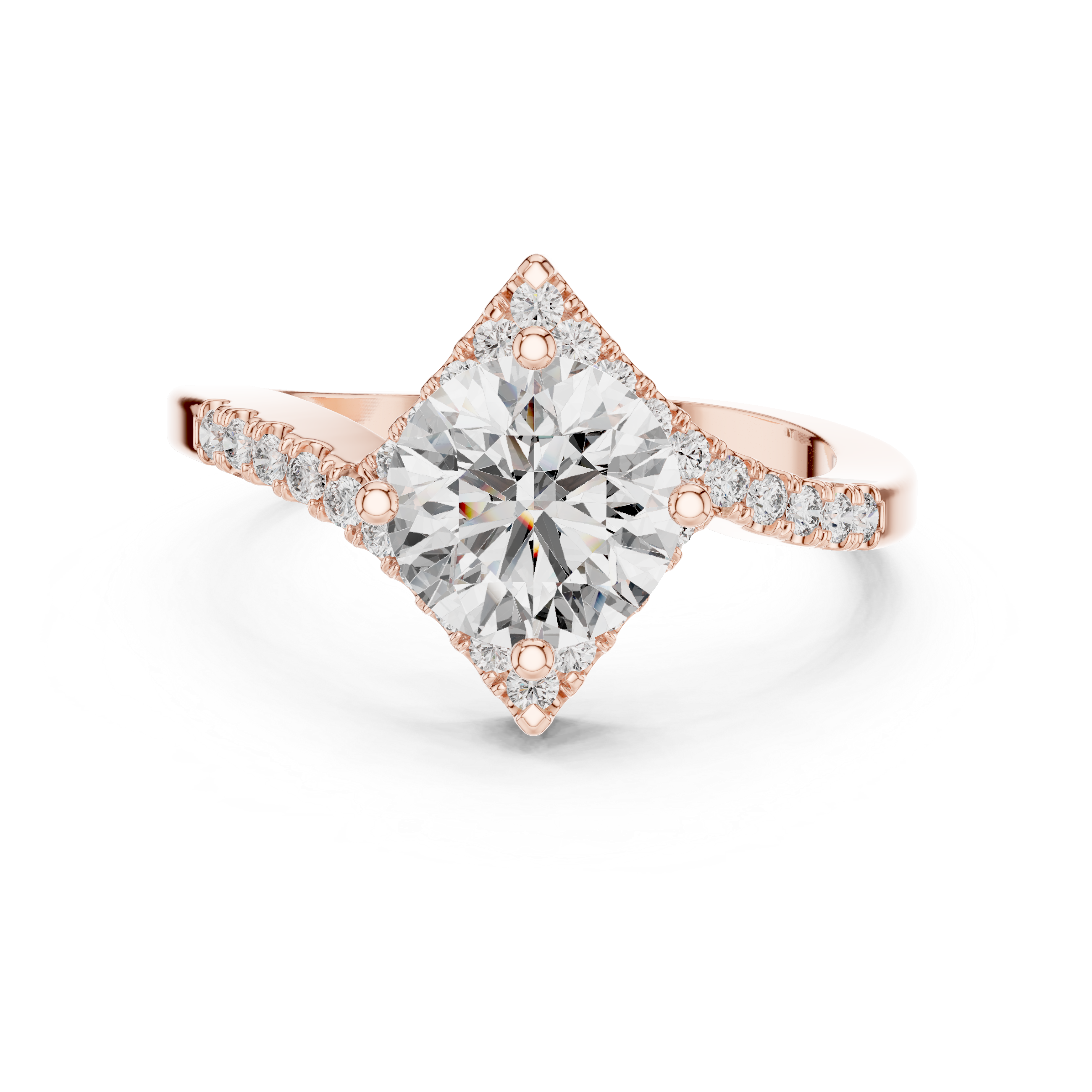 Astra Round Brilliant Kite Halo Diamond Engagement Ring
