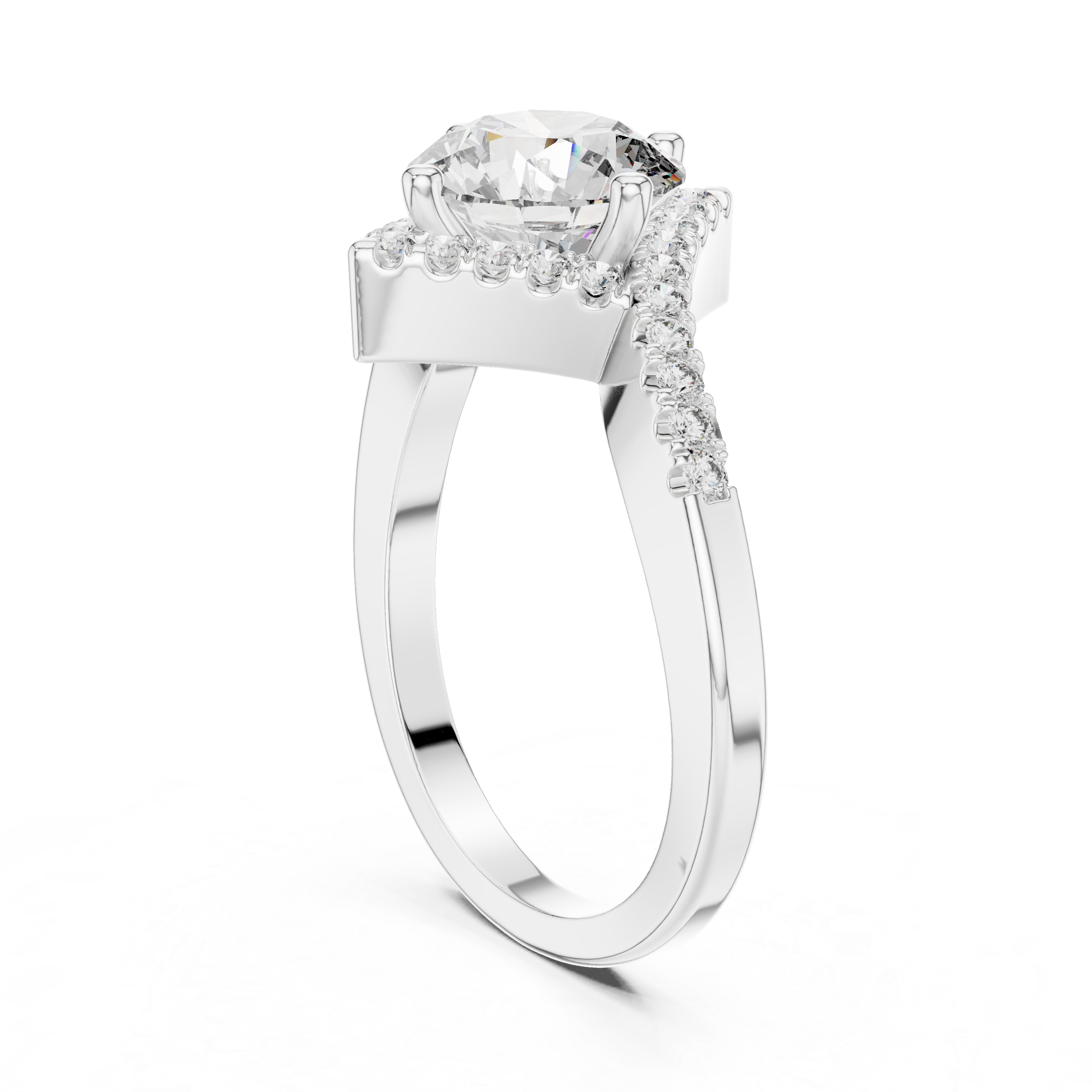 Astra Round Brilliant Kite Halo Diamond Engagement Ring