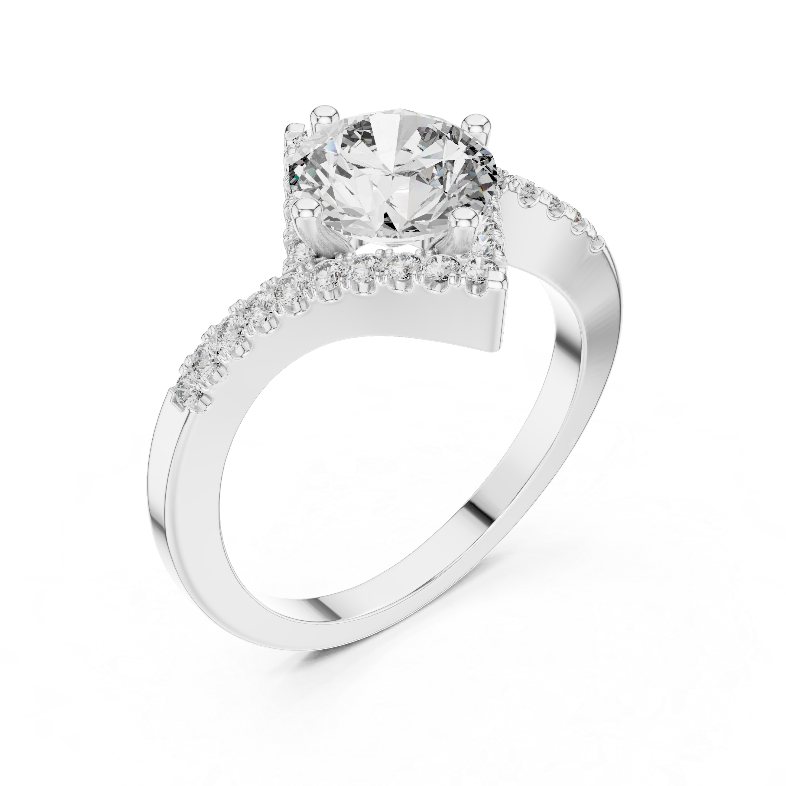 Astra Round Brilliant Kite Halo Diamond Engagement Ring