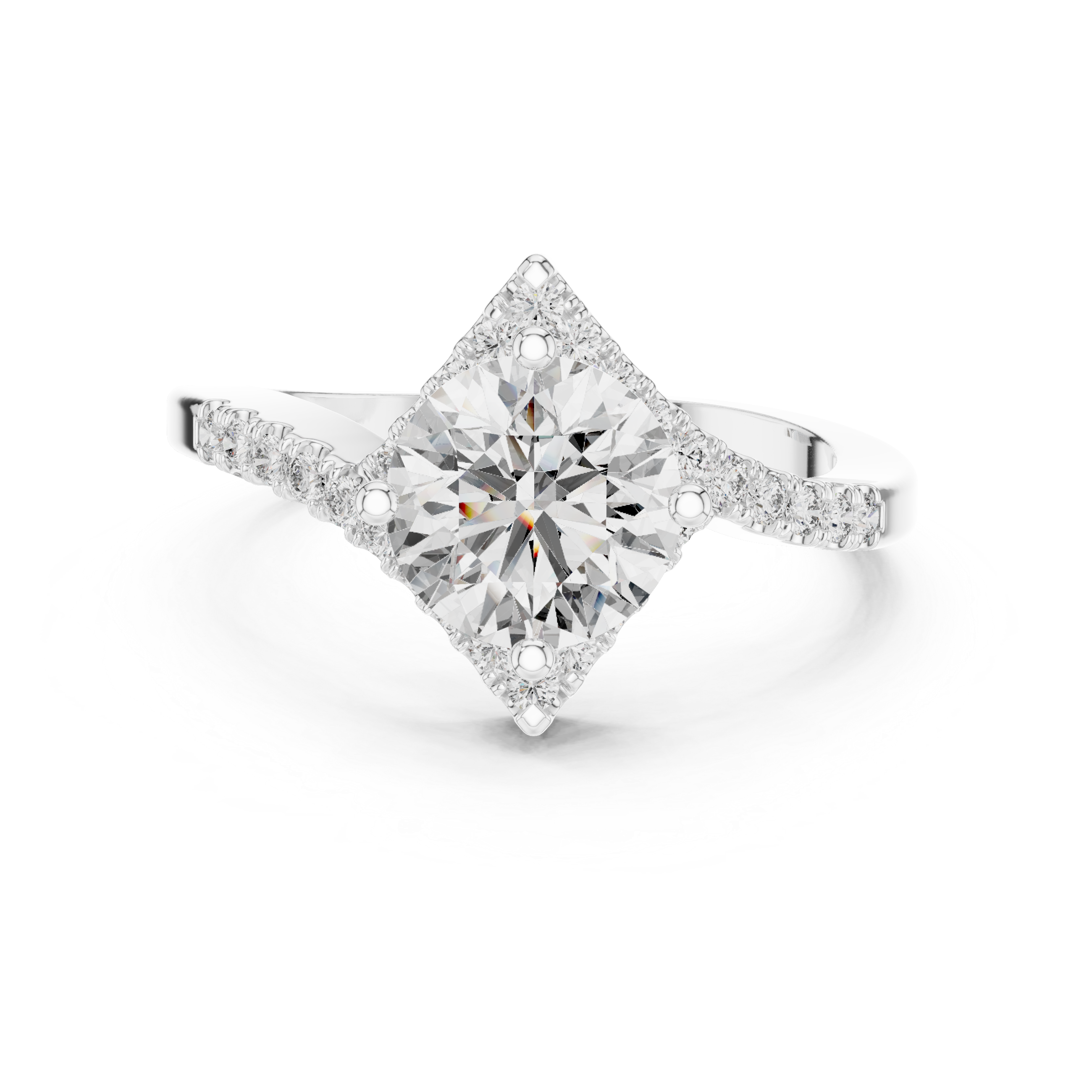 Astra Round Brilliant Kite Halo Diamond Engagement Ring