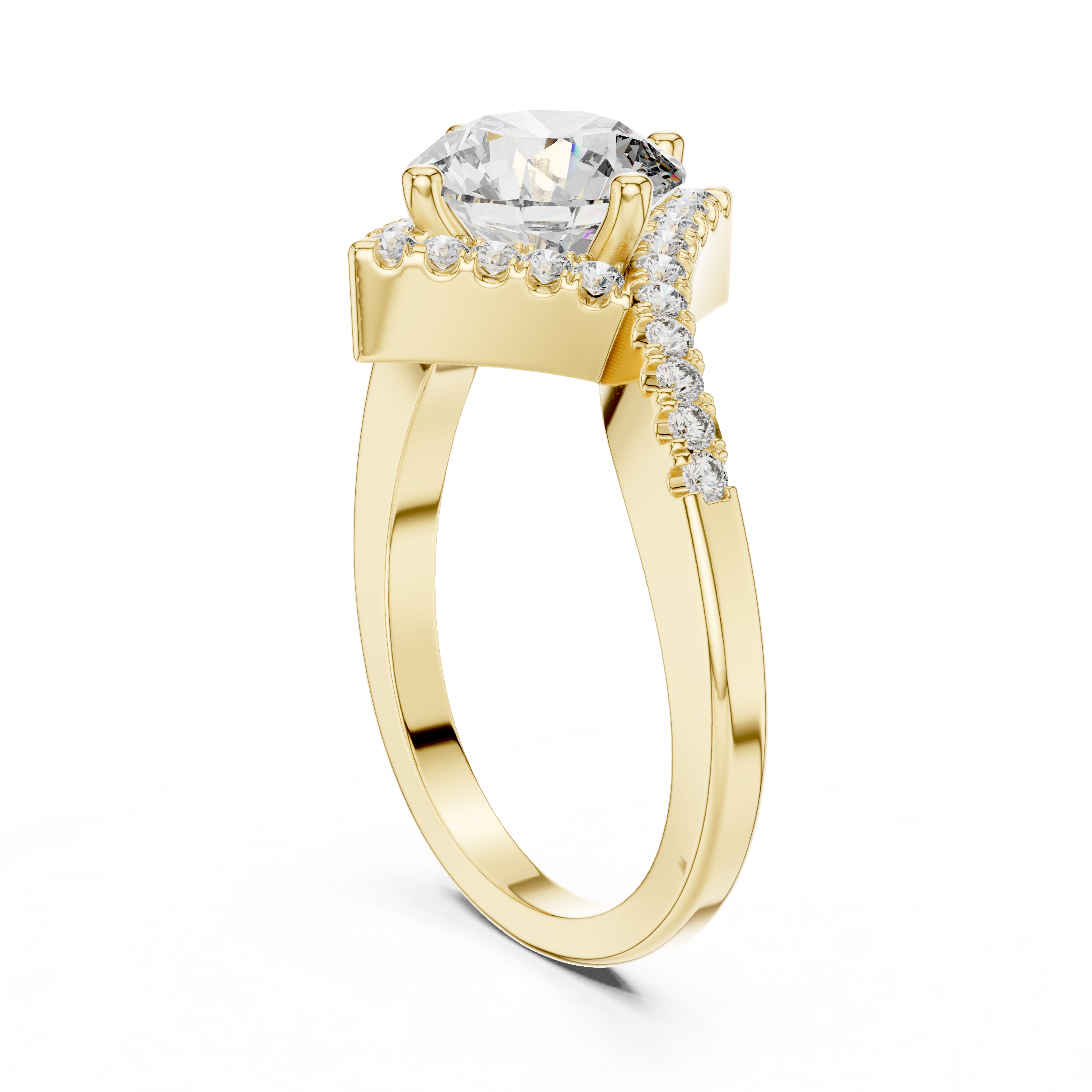 Astra Round Brilliant Kite Halo Diamond Engagement Ring