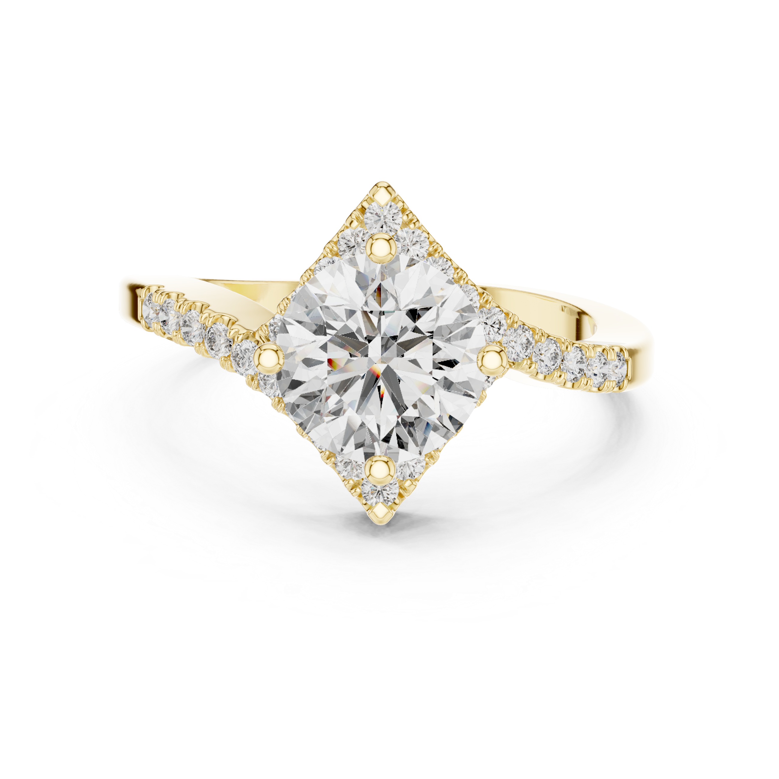 Astra Round Brilliant Kite Halo Diamond Engagement Ring