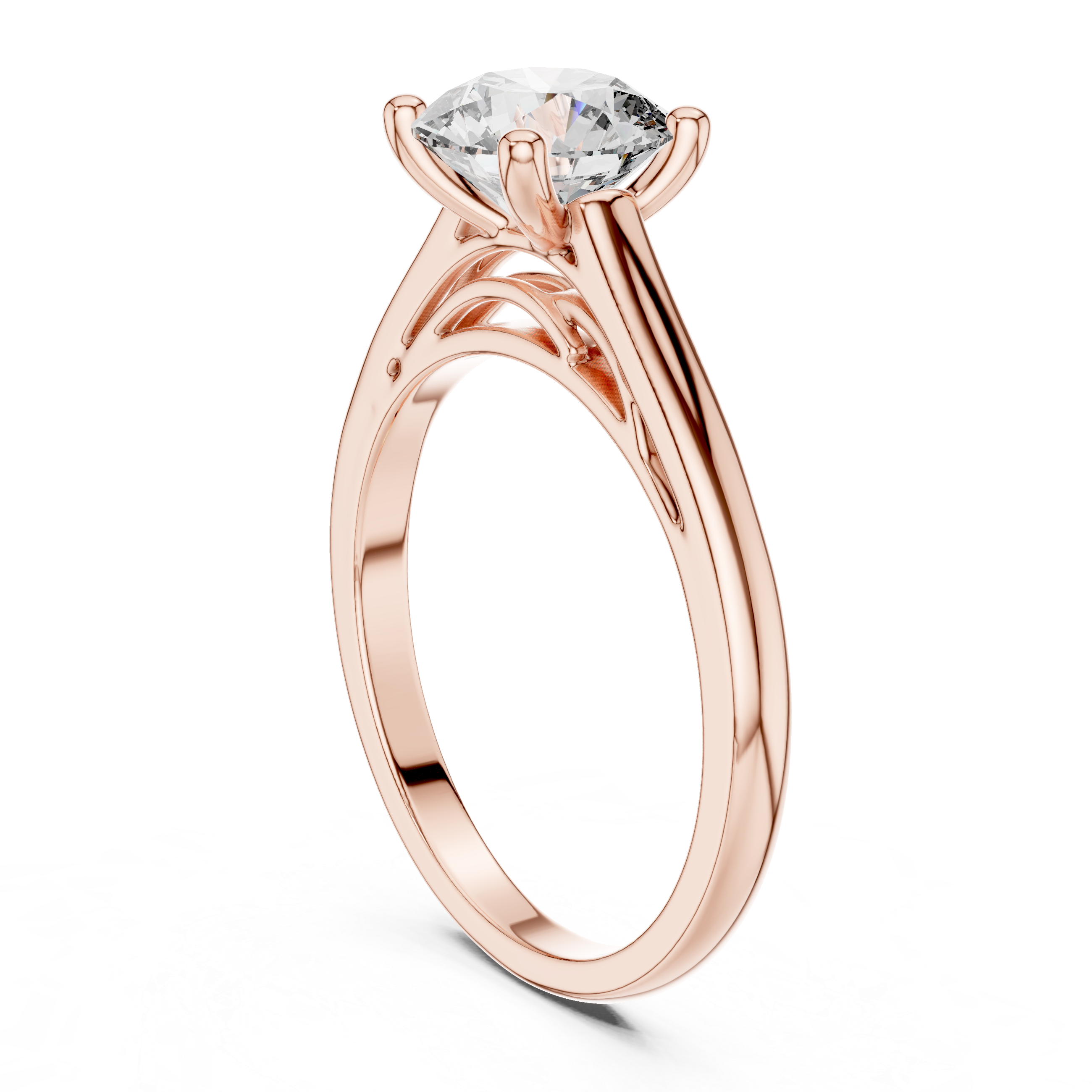 Elara Four Prong Round Diamond Engagement Ring