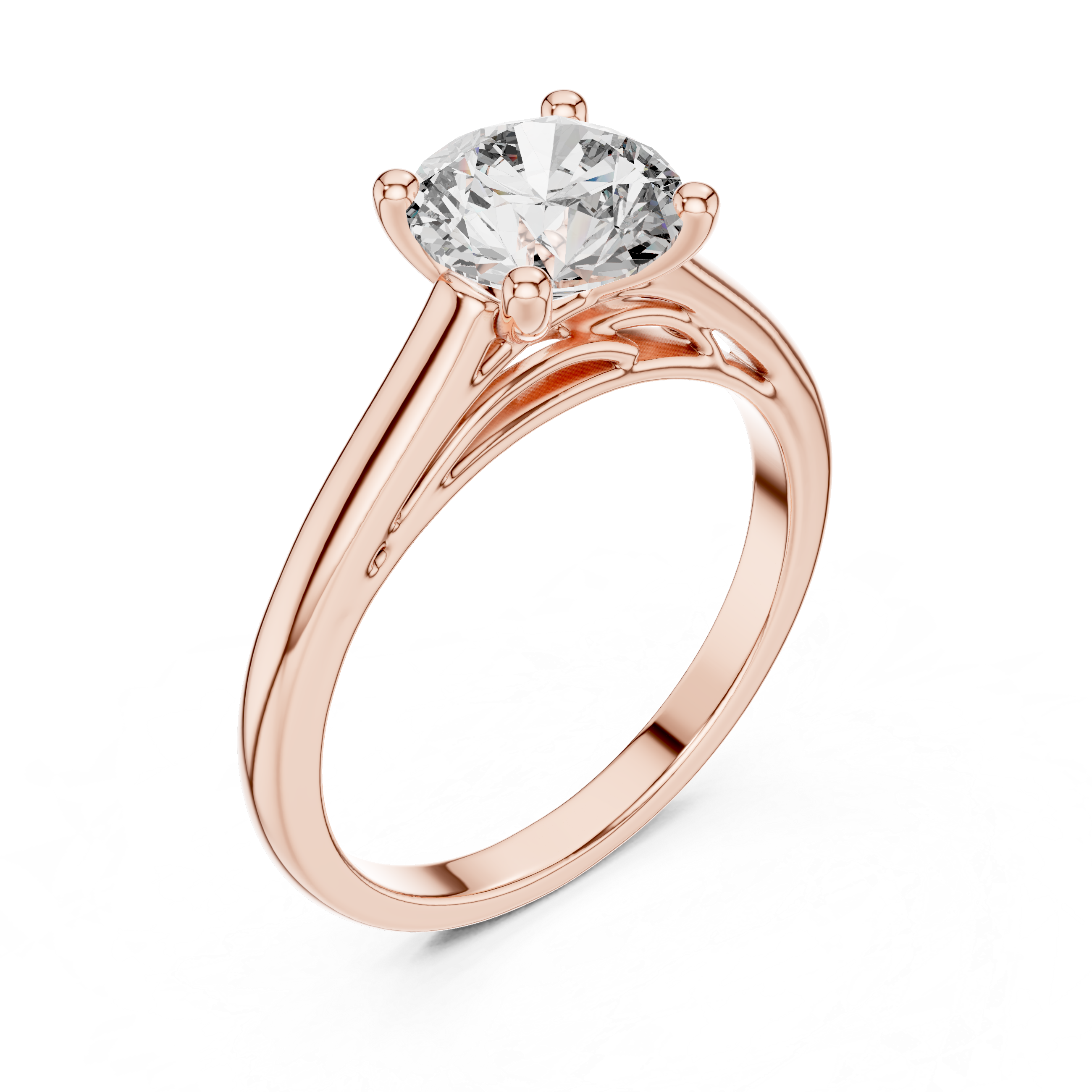 Elara Four Prong Round Diamond Engagement Ring