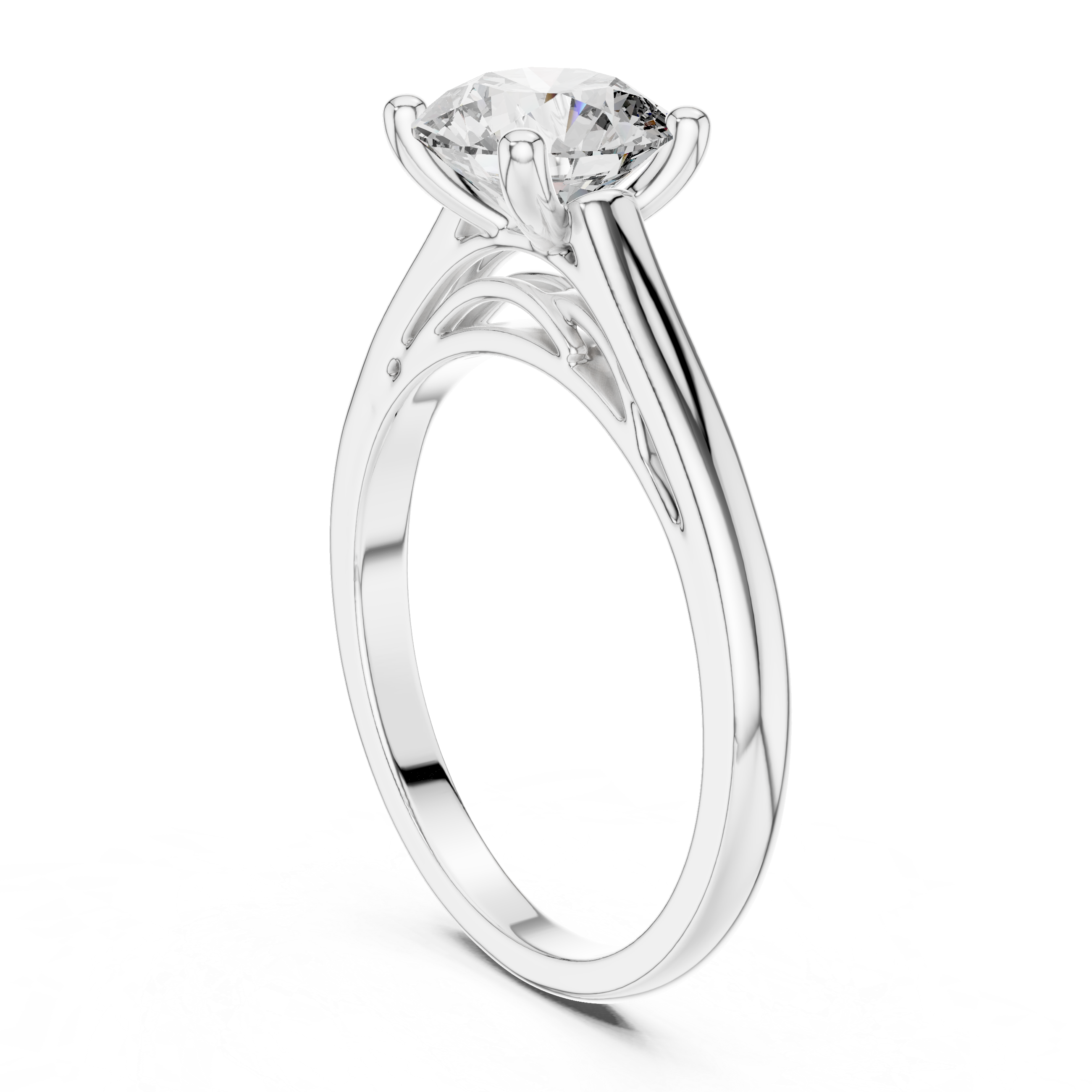 Elara Four Prong Round Diamond Engagement Ring