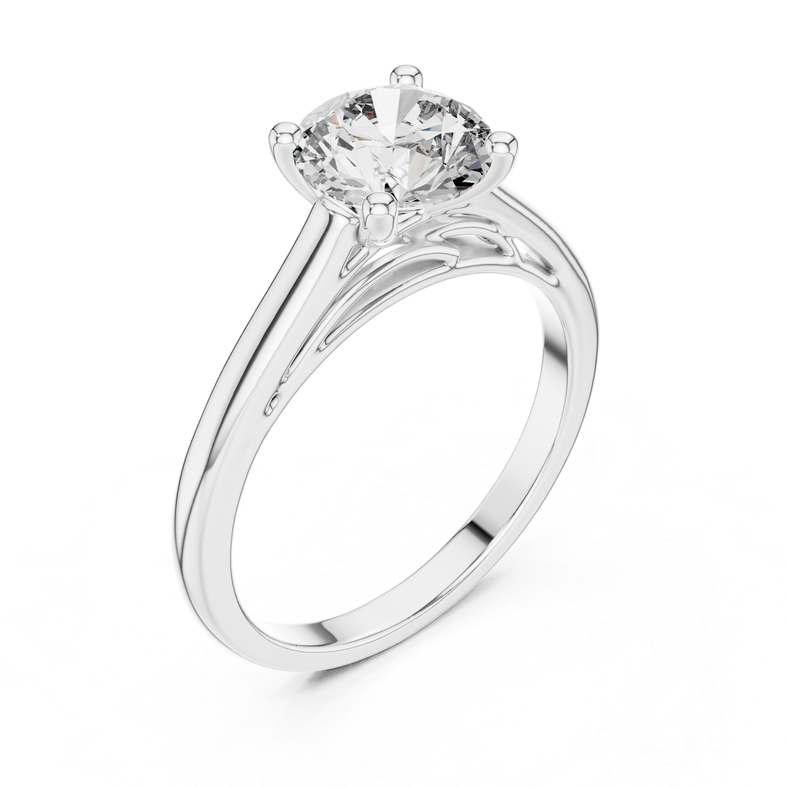 Elara Four Prong Round Diamond Engagement Ring