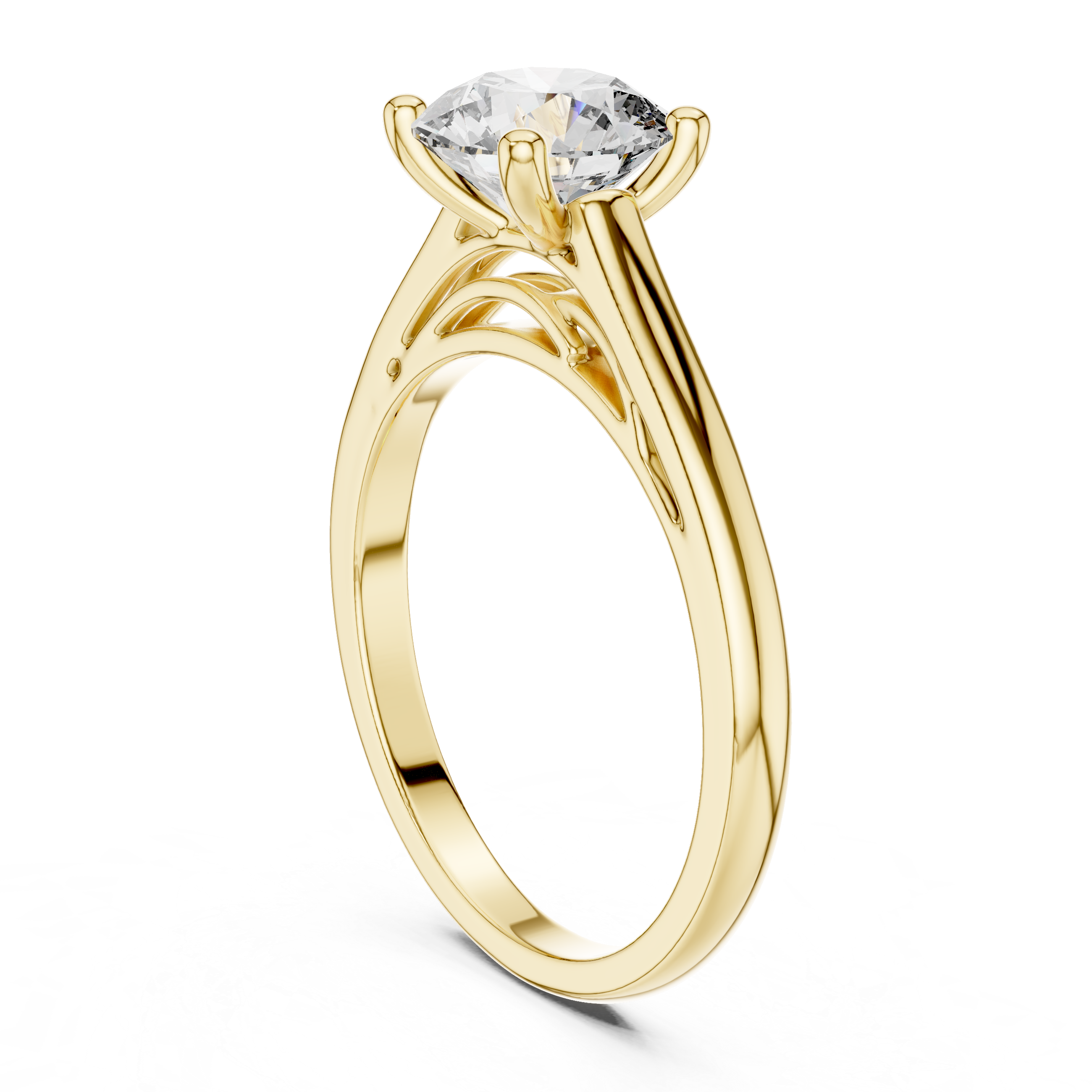 Elara Four Prong Round Diamond Engagement Ring