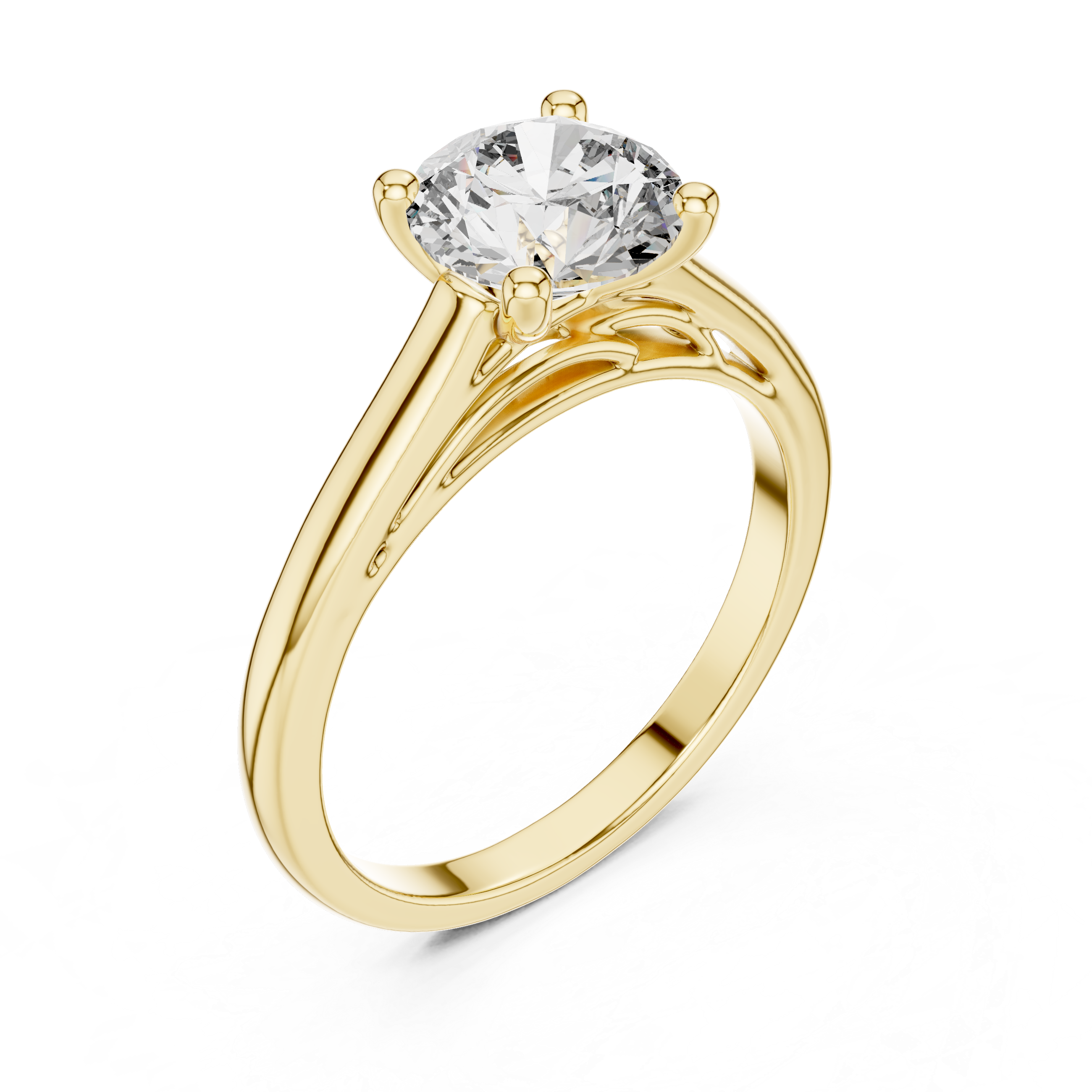 Elara Four Prong Round Diamond Engagement Ring