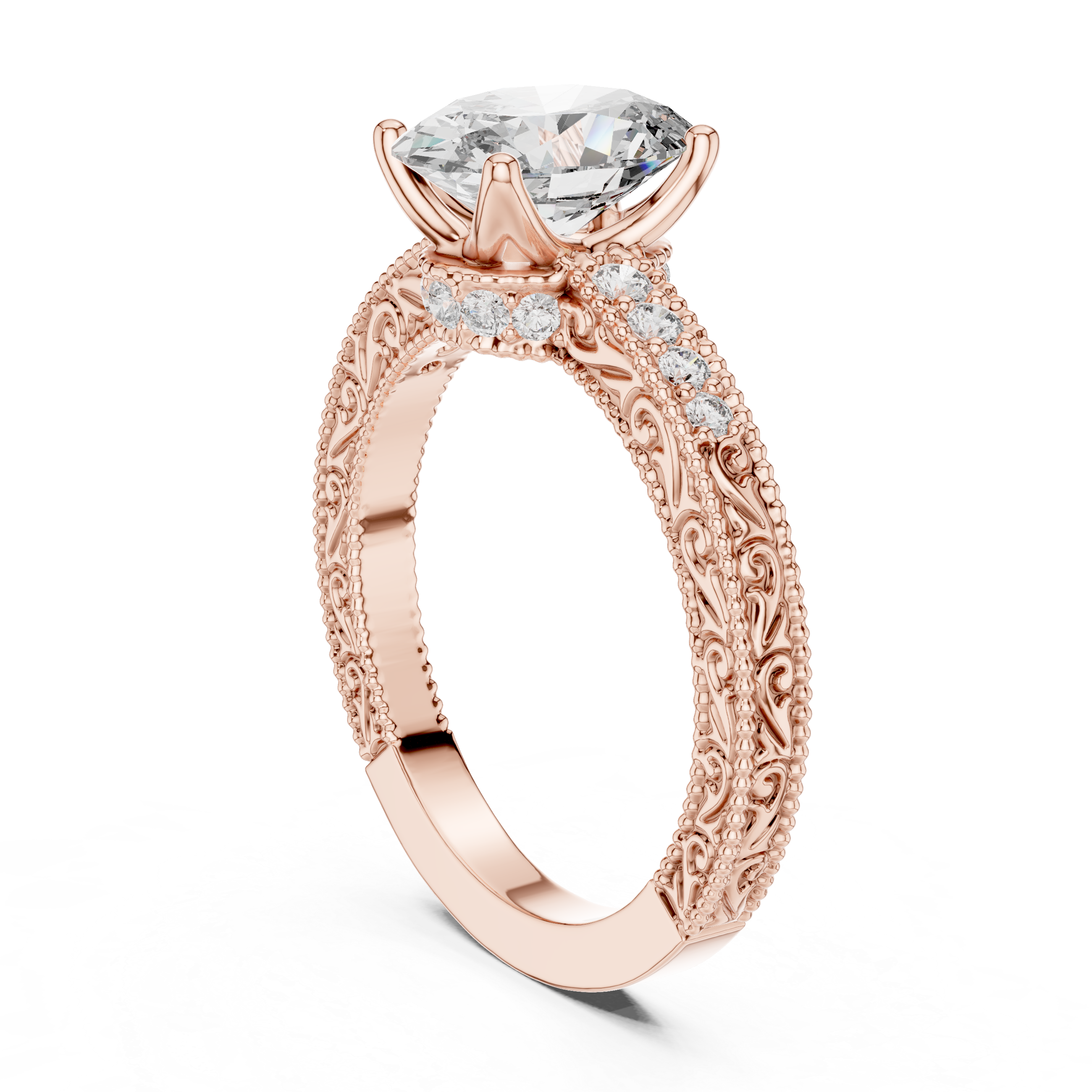 Verelle Vintage Oval Diamond Engagement Ring
