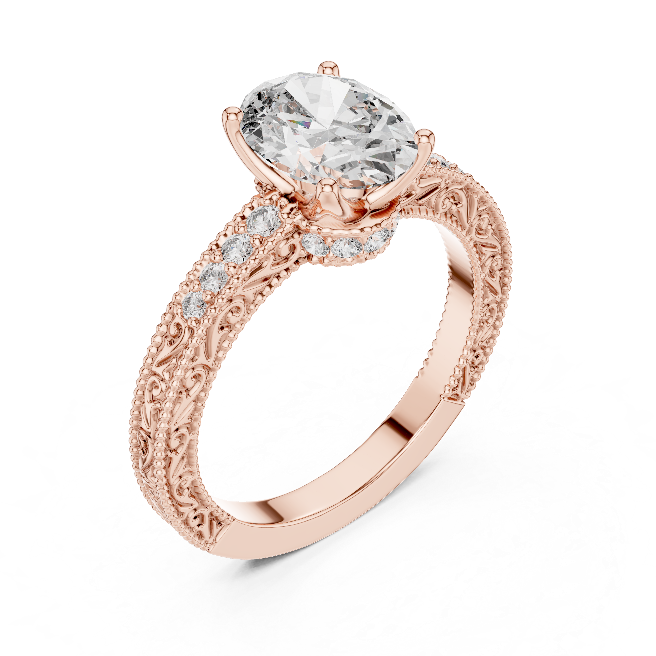 Verelle Vintage Oval Diamond Engagement Ring