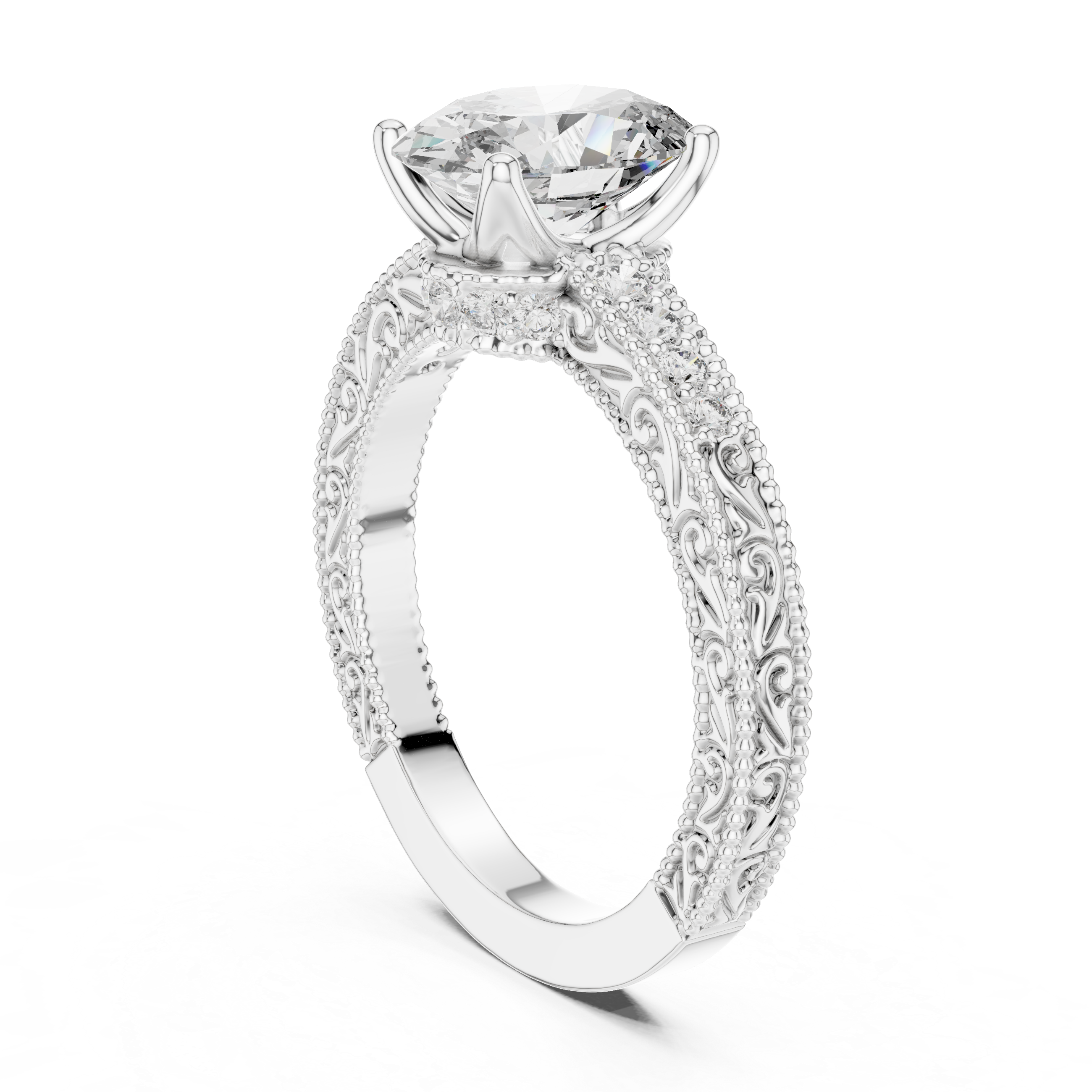 Verelle Vintage Oval Diamond Engagement Ring
