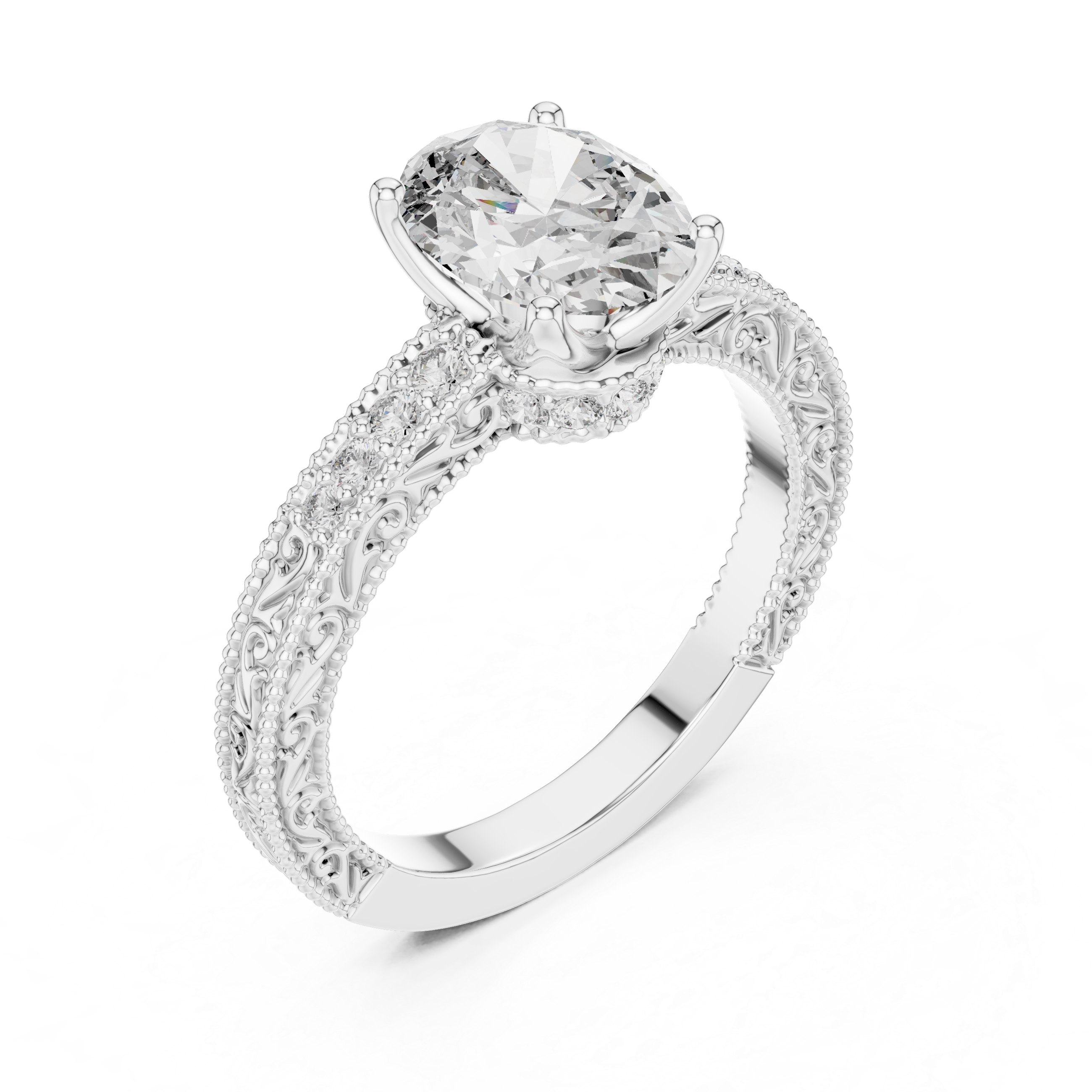 Verelle Vintage Oval Diamond Engagement Ring