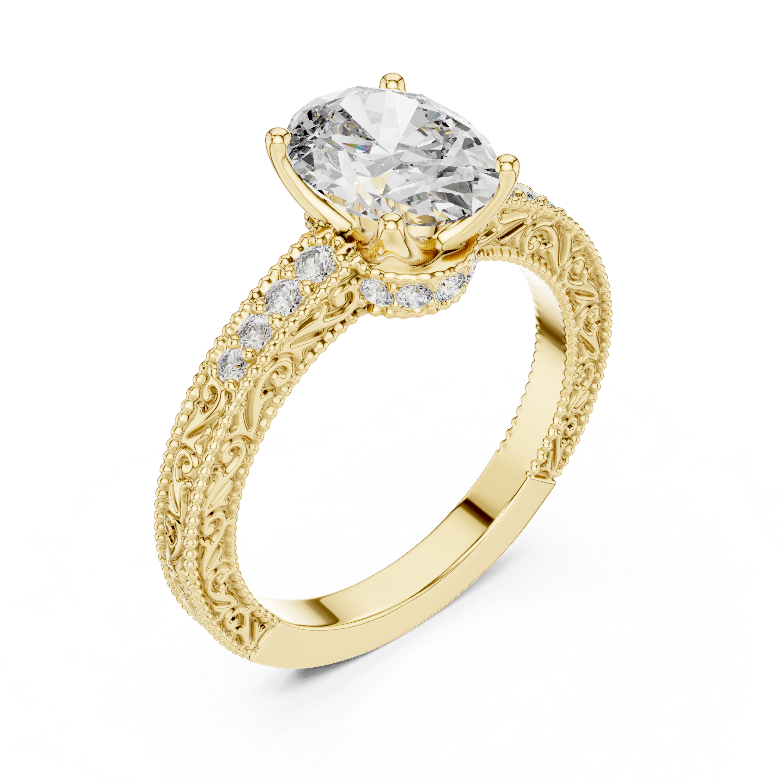 Verelle Vintage Oval Diamond Engagement Ring