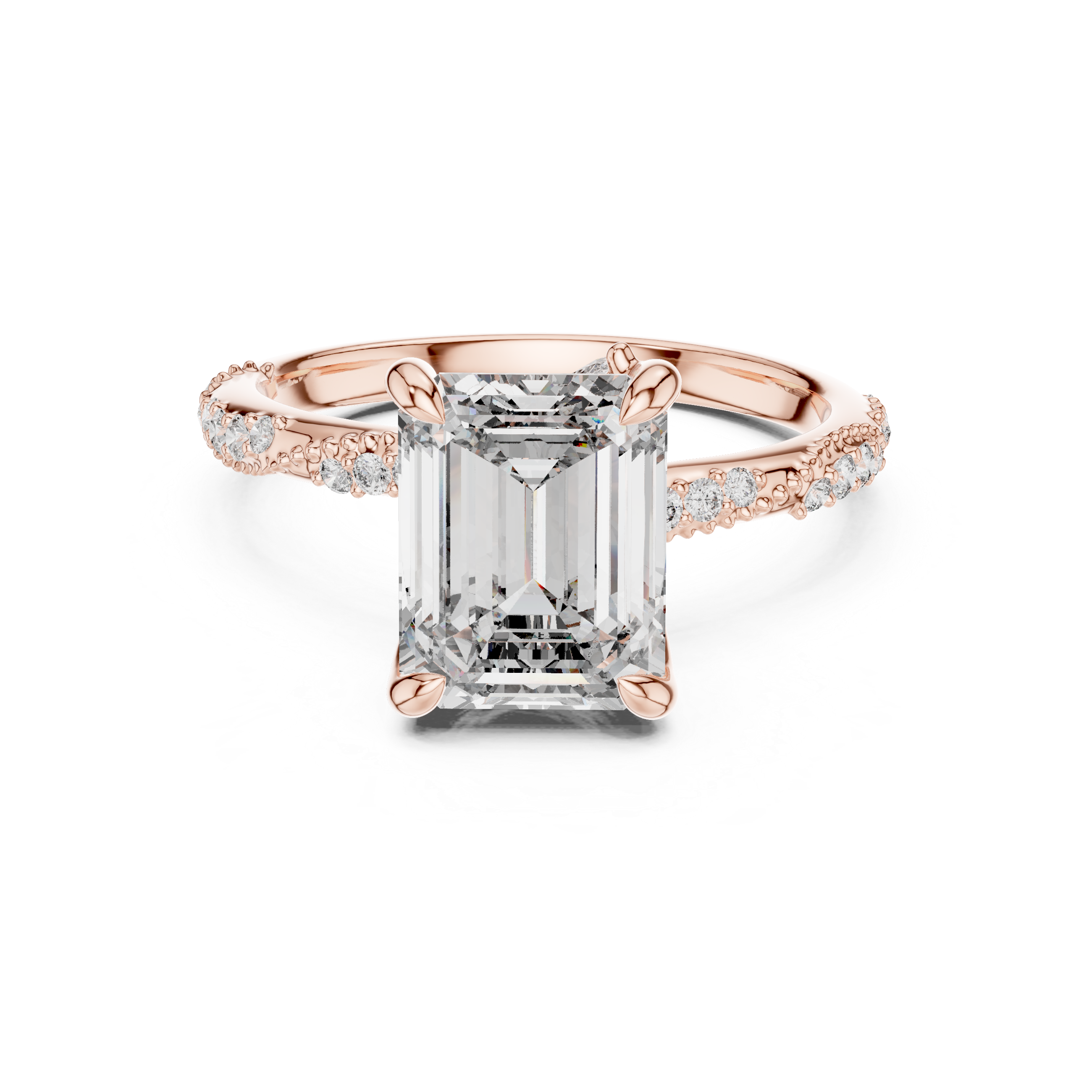Elysian Emerald Cut Split Shank Diamond Engagement Ring