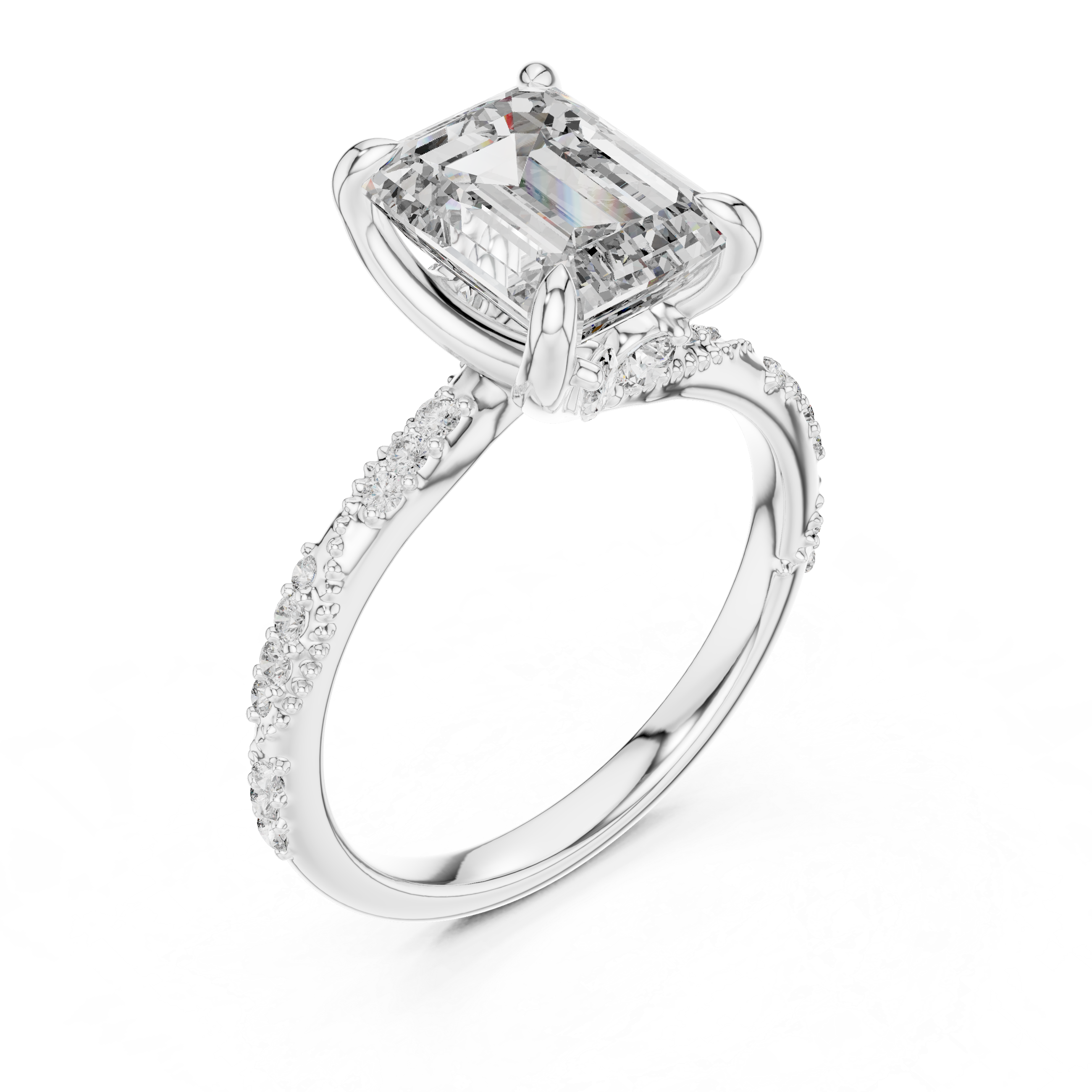 Elysian Emerald Cut Split Shank Diamond Engagement Ring
