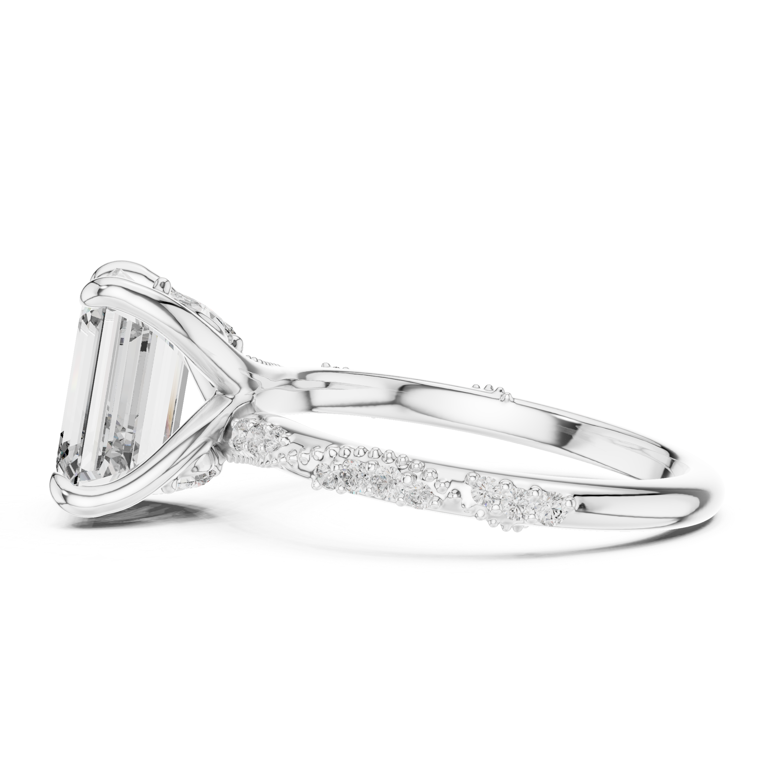 Elysian Emerald Cut Split Shank Diamond Engagement Ring