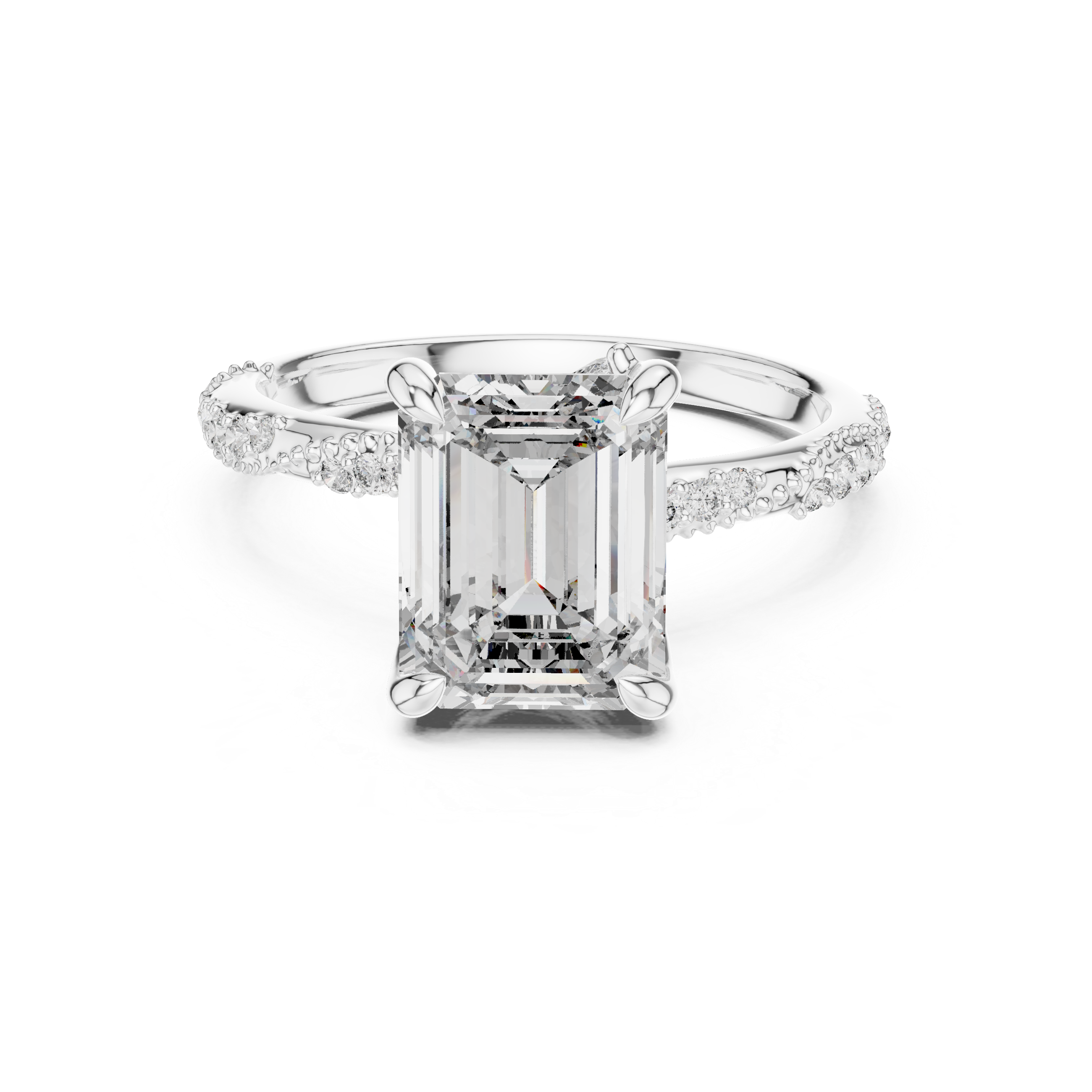 Elysian Emerald Cut Split Shank Diamond Engagement Ring