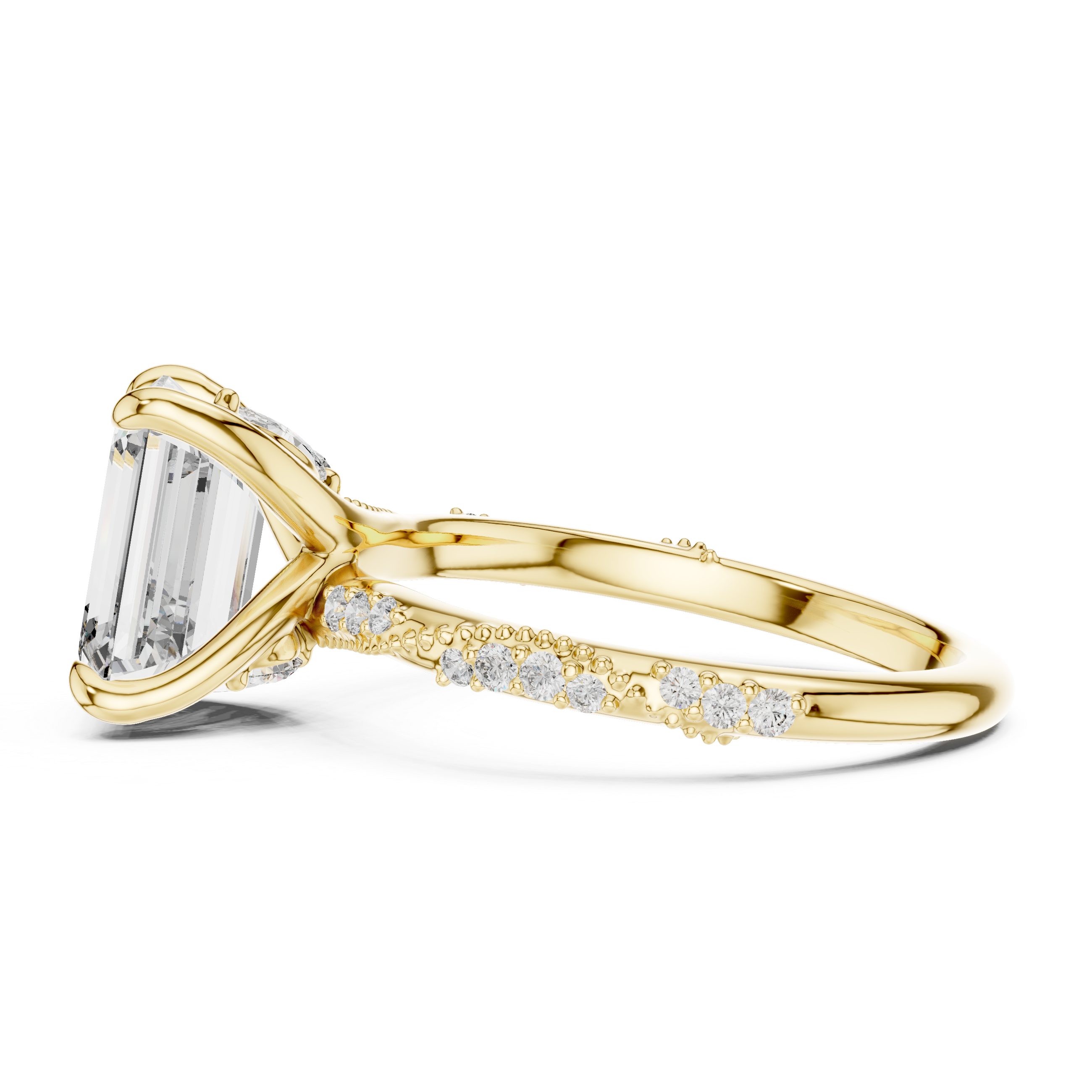 Elysian Emerald Cut Split Shank Diamond Engagement Ring