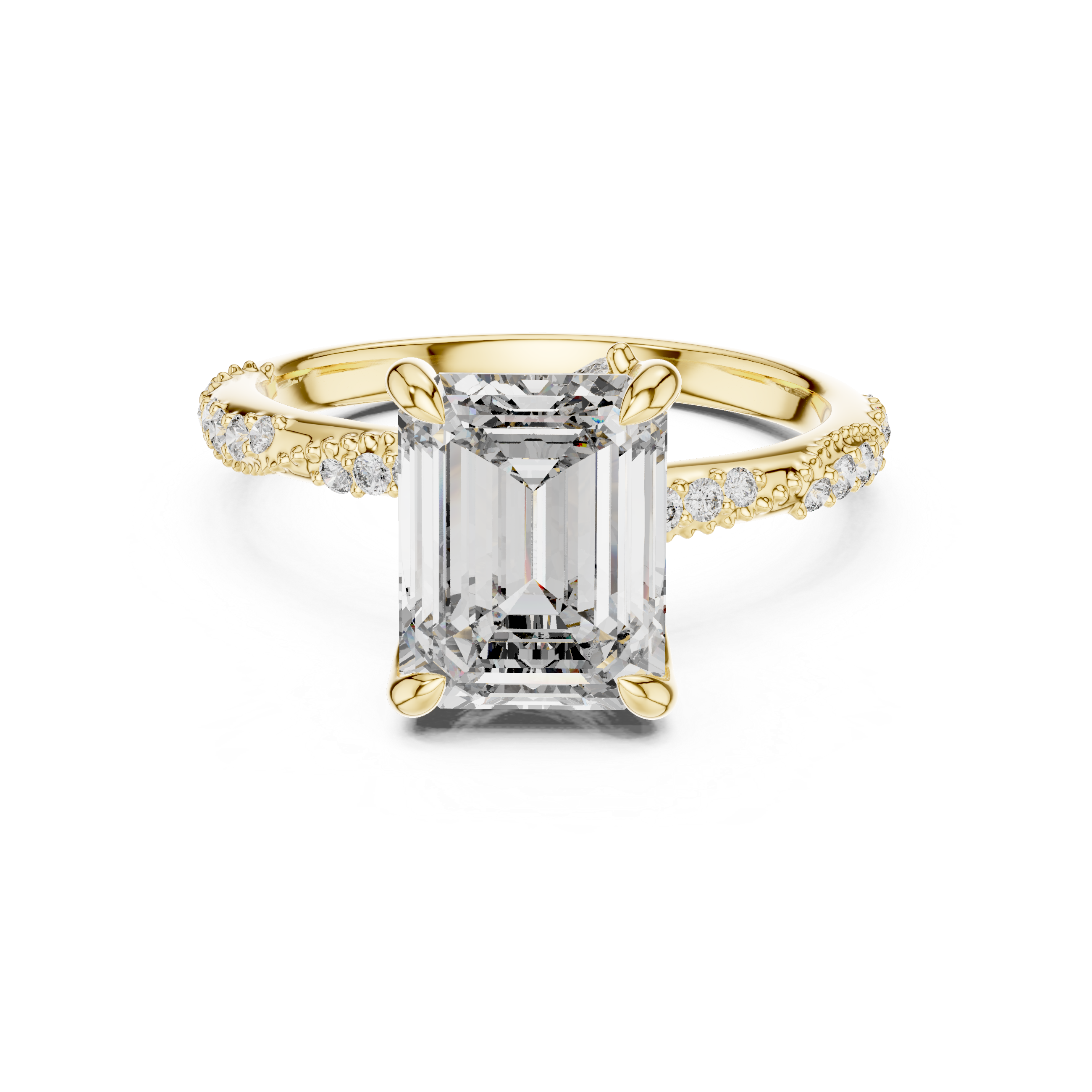 Elysian Emerald Cut Split Shank Diamond Engagement Ring