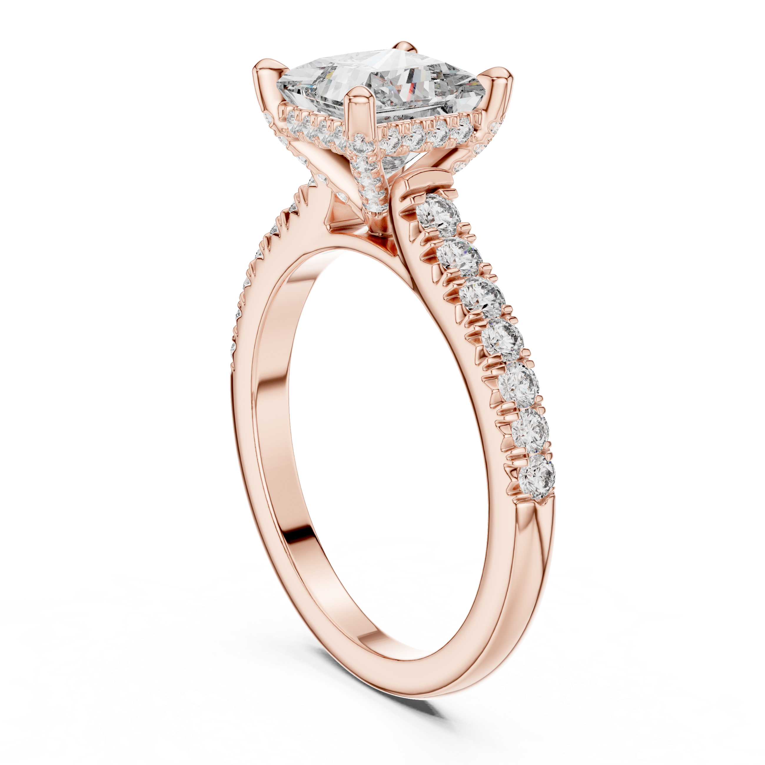 Solenne Princess Cut Pavé Solitaire Engagement Ring