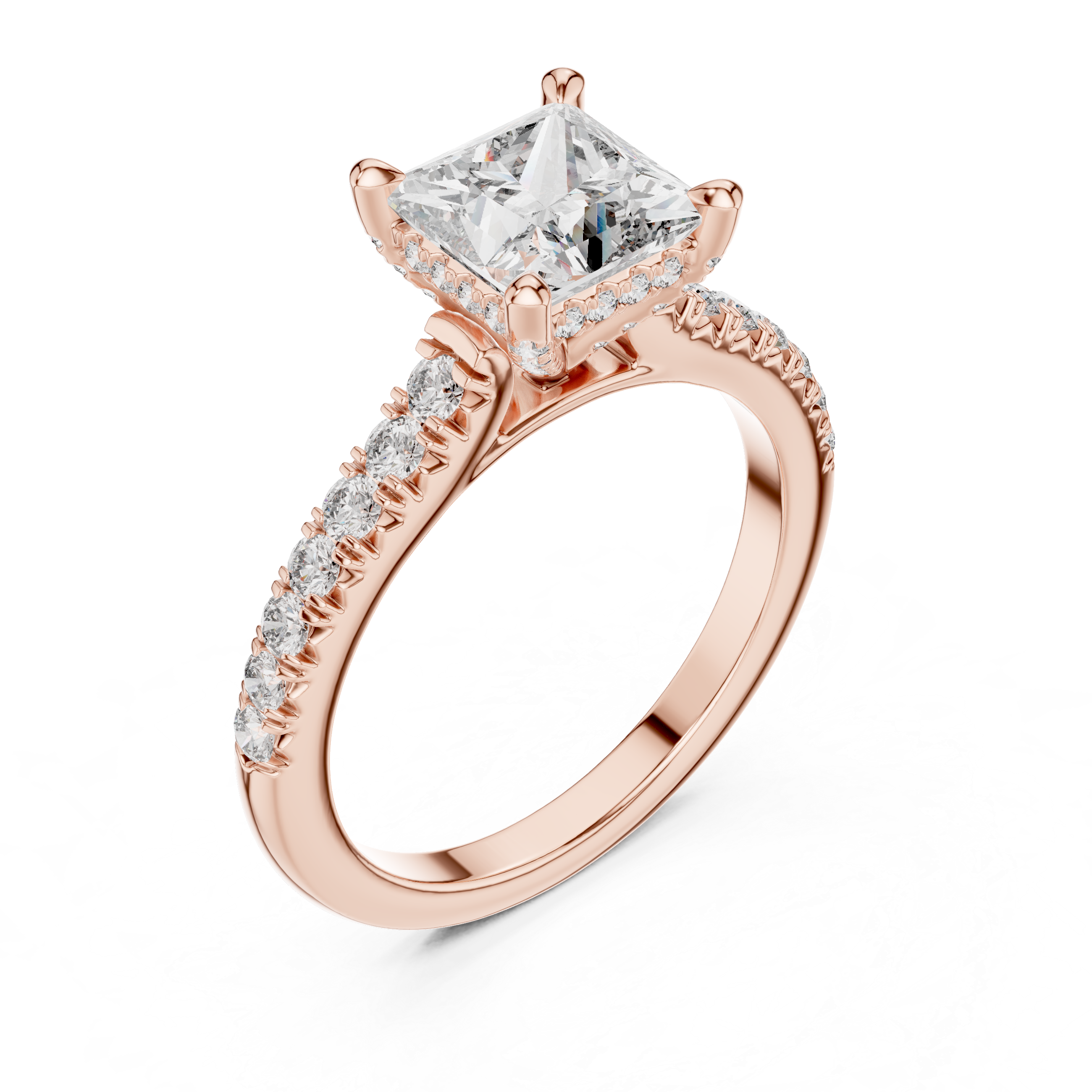 Solenne Princess Cut Pavé Solitaire Engagement Ring