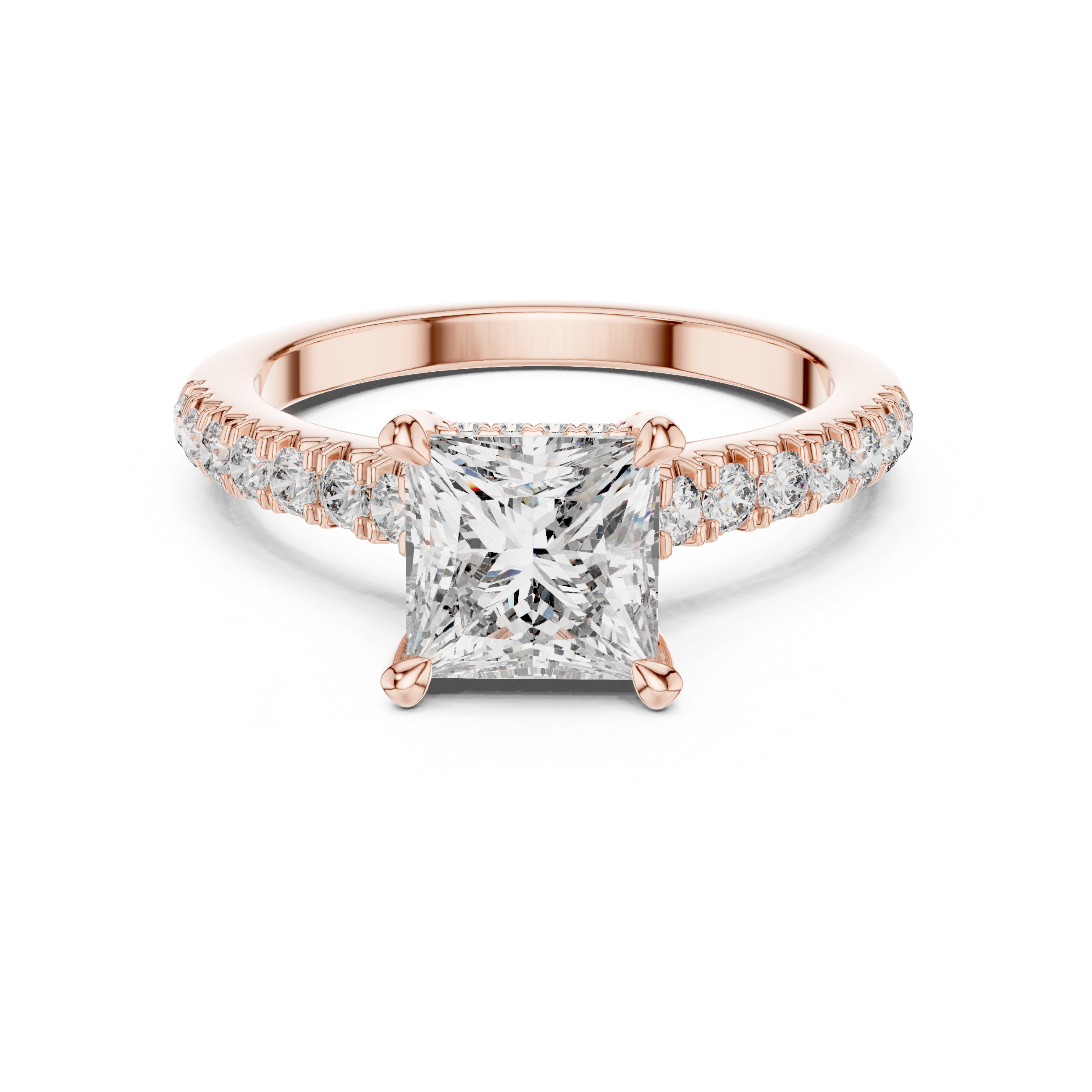 Solenne Princess Cut Pavé Solitaire Engagement Ring