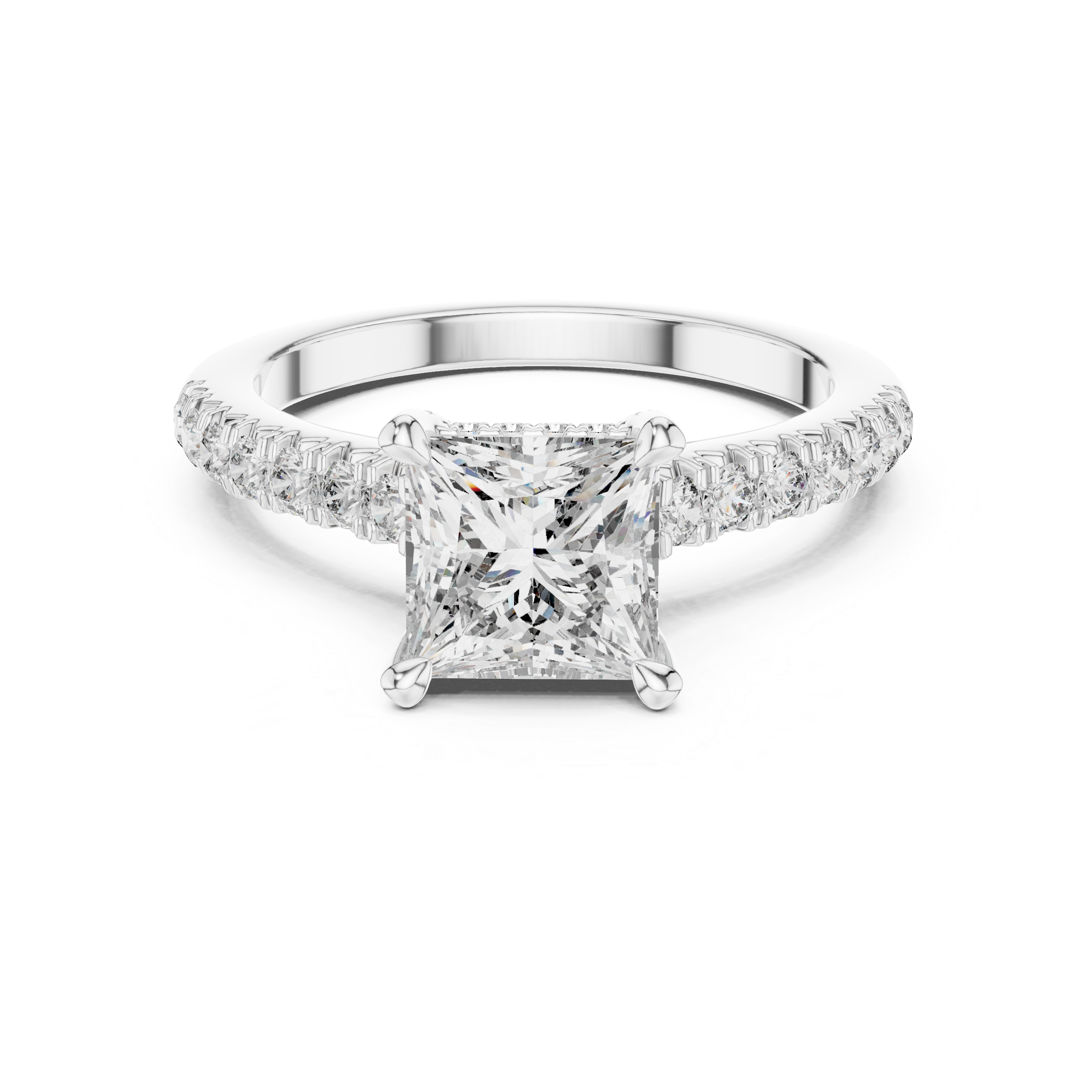 Solenne Princess Cut Pavé Solitaire Engagement Ring