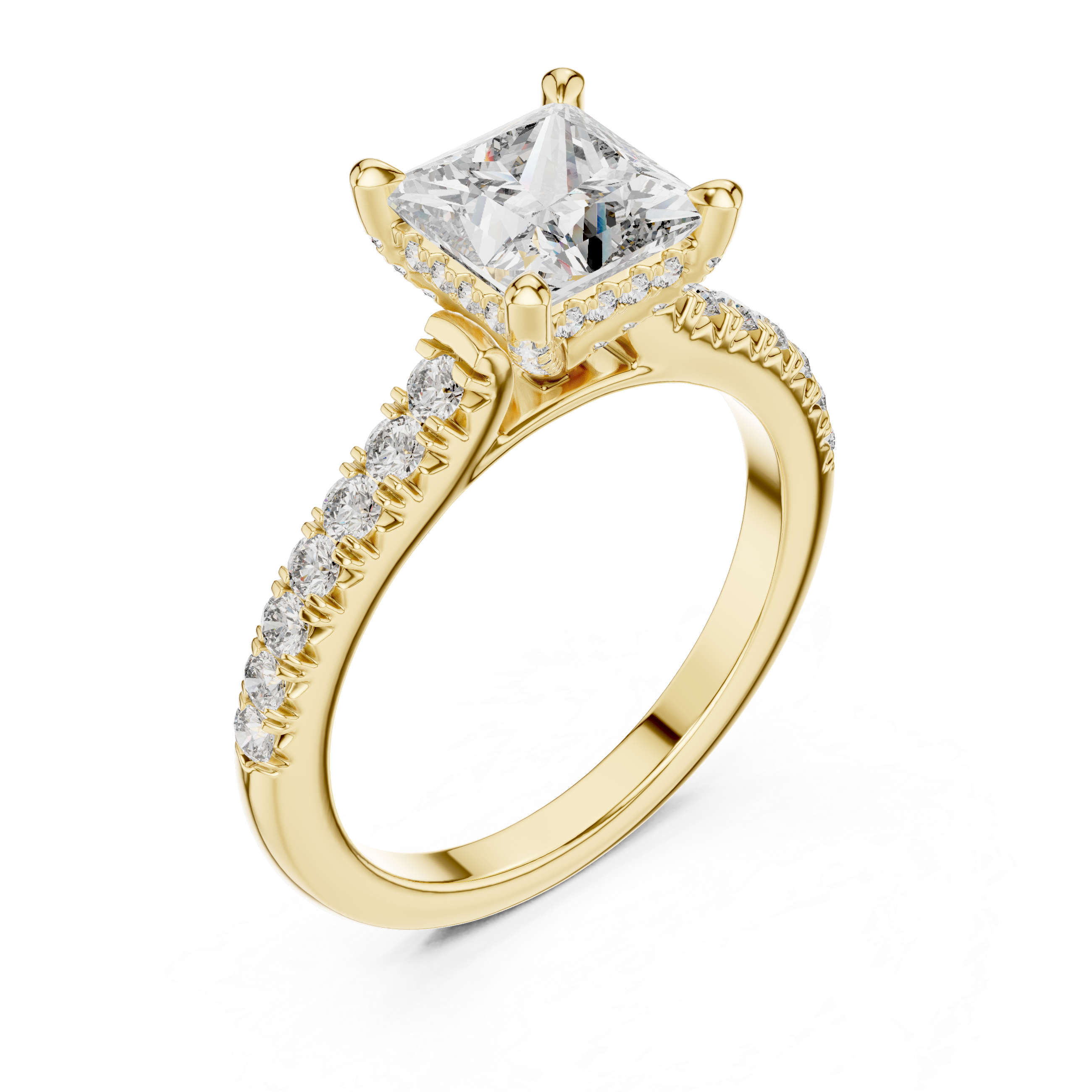 Solenne Princess Cut Pavé Solitaire Engagement Ring