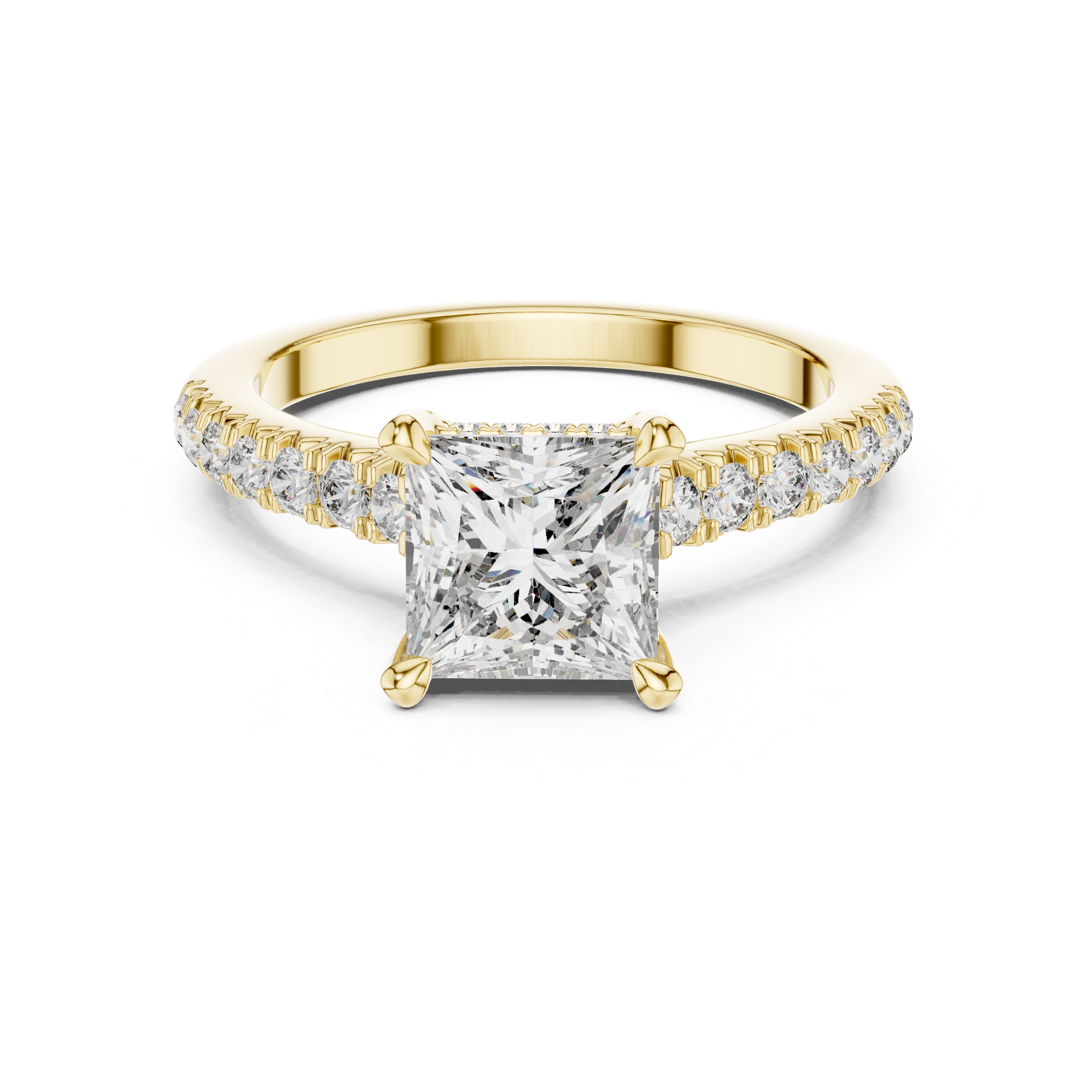 Solenne Princess Cut Pavé Solitaire Engagement Ring