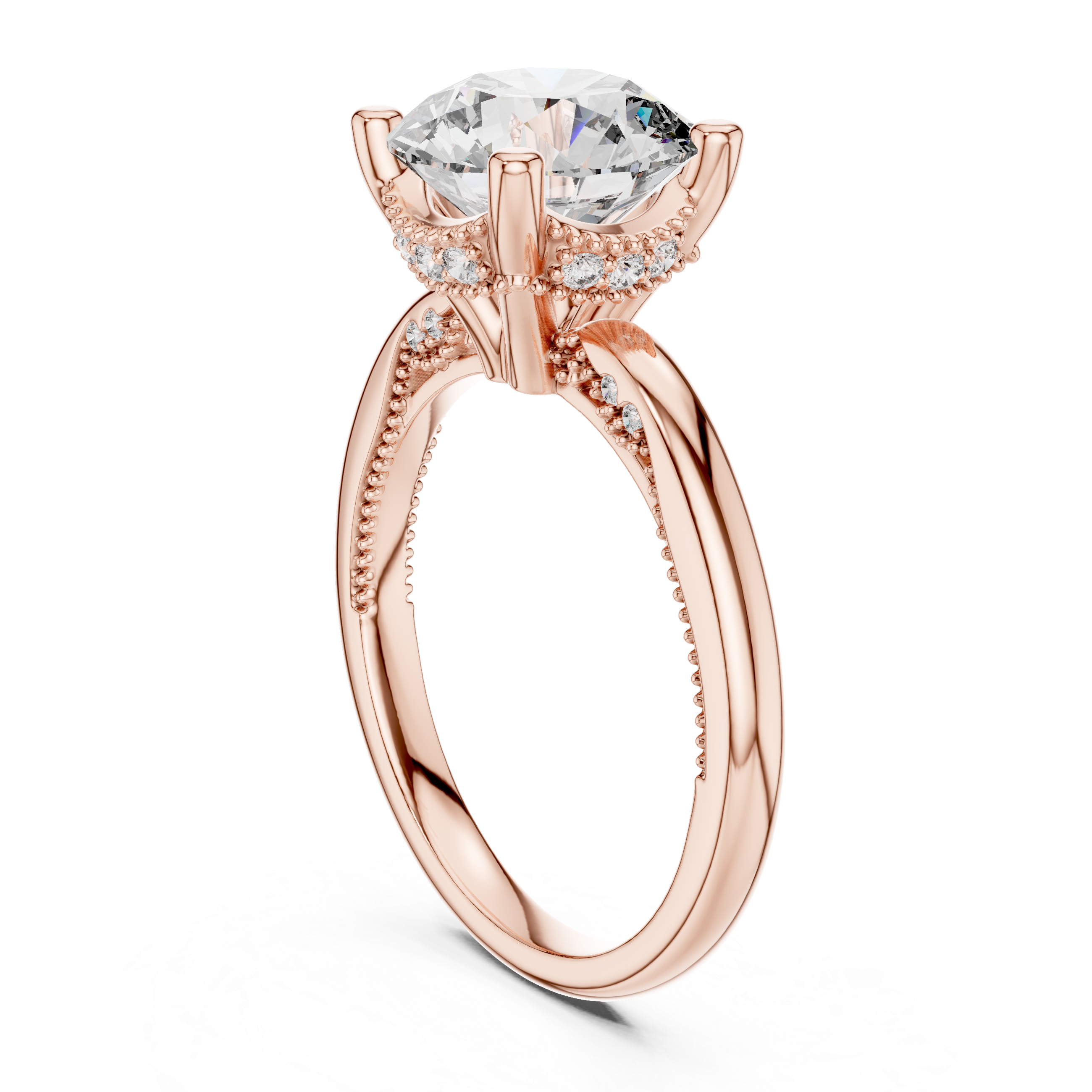 Velisse Cathedral Round Diamond Engagement Ring