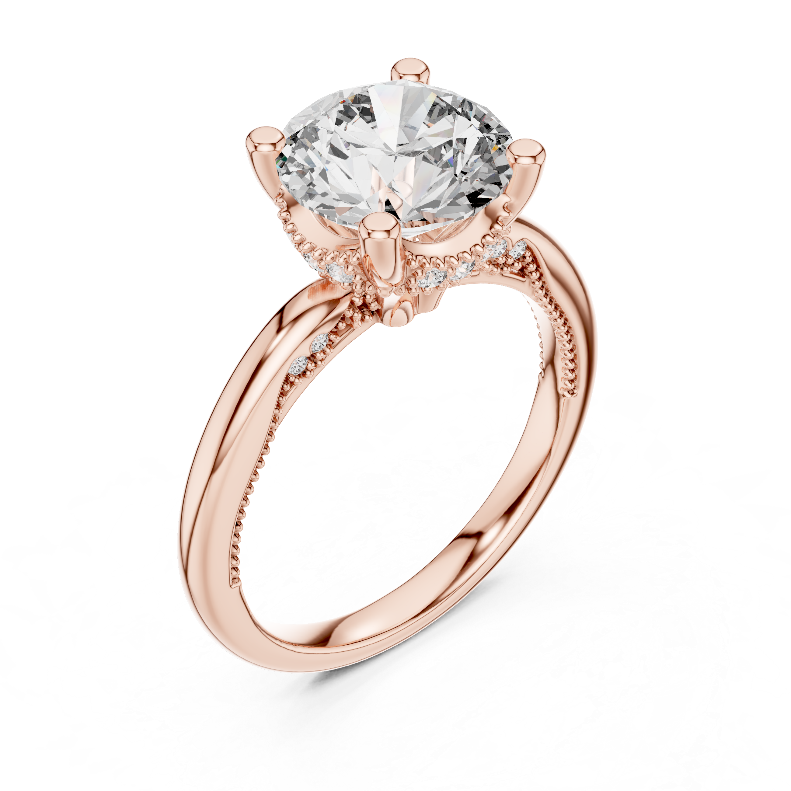 Velisse Cathedral Round Diamond Engagement Ring