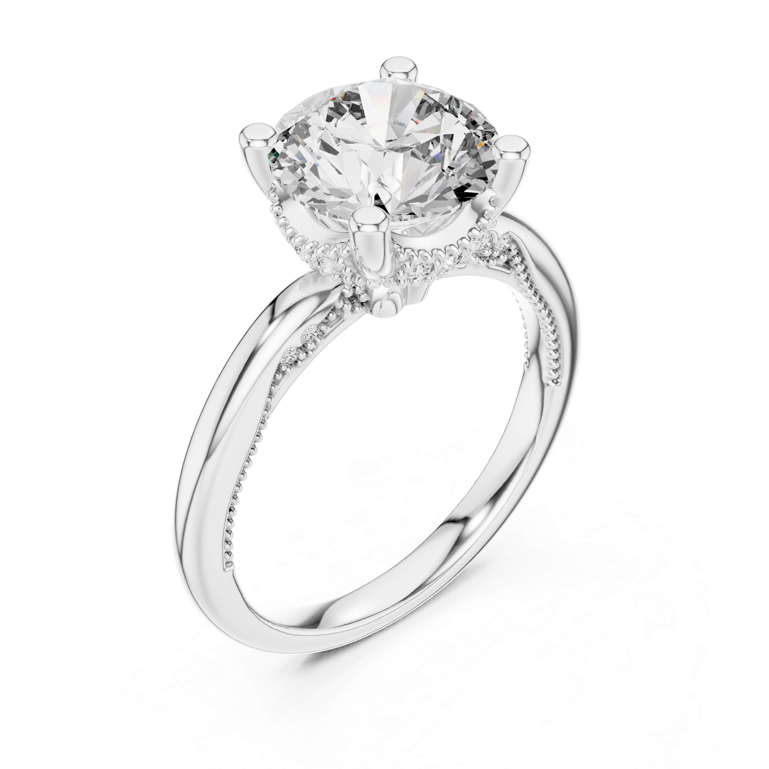 Velisse Cathedral Round Diamond Engagement Ring