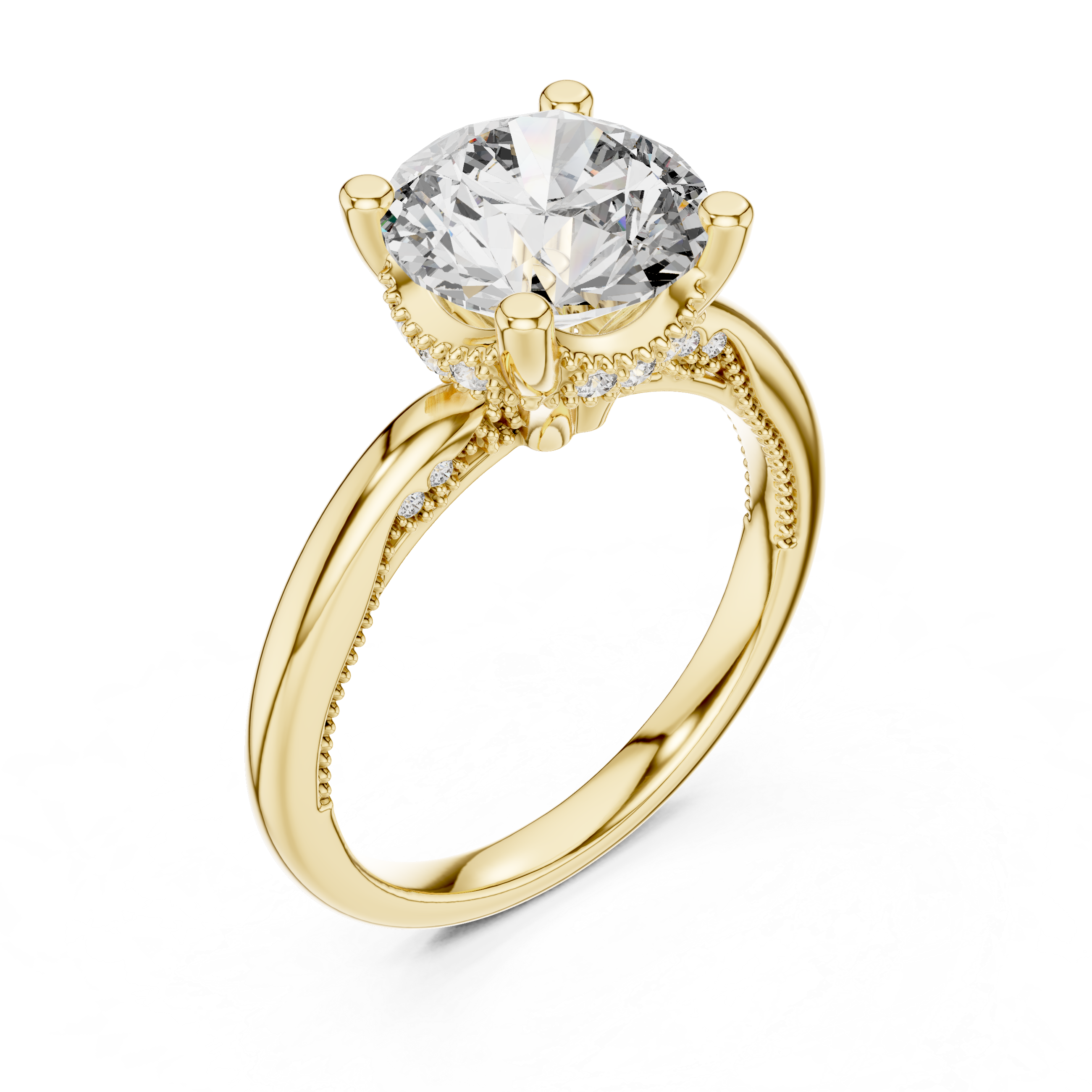 Velisse Cathedral Round Diamond Engagement Ring