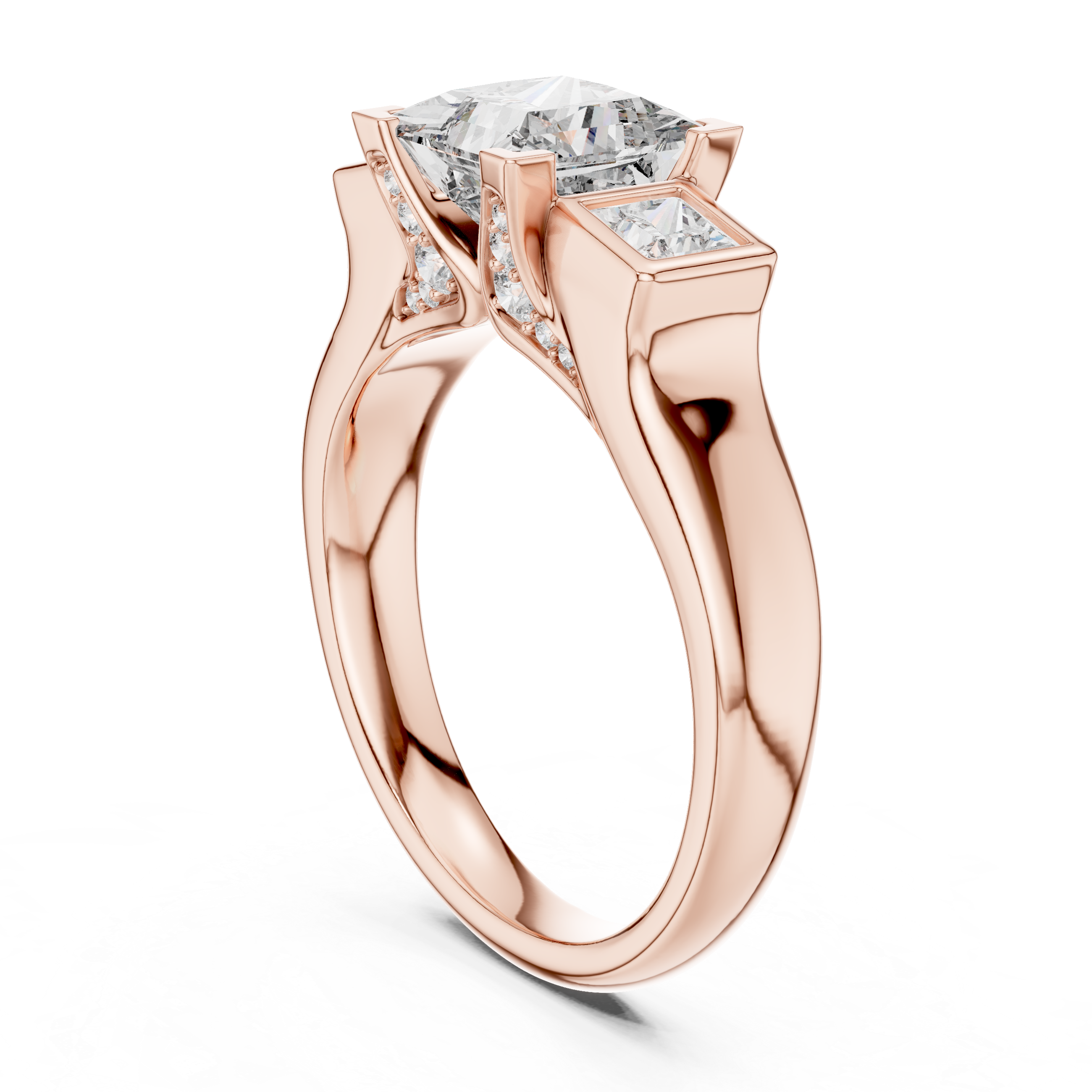 PRINCESS SIDE STONE SOLITAIRE DIAMOND RING