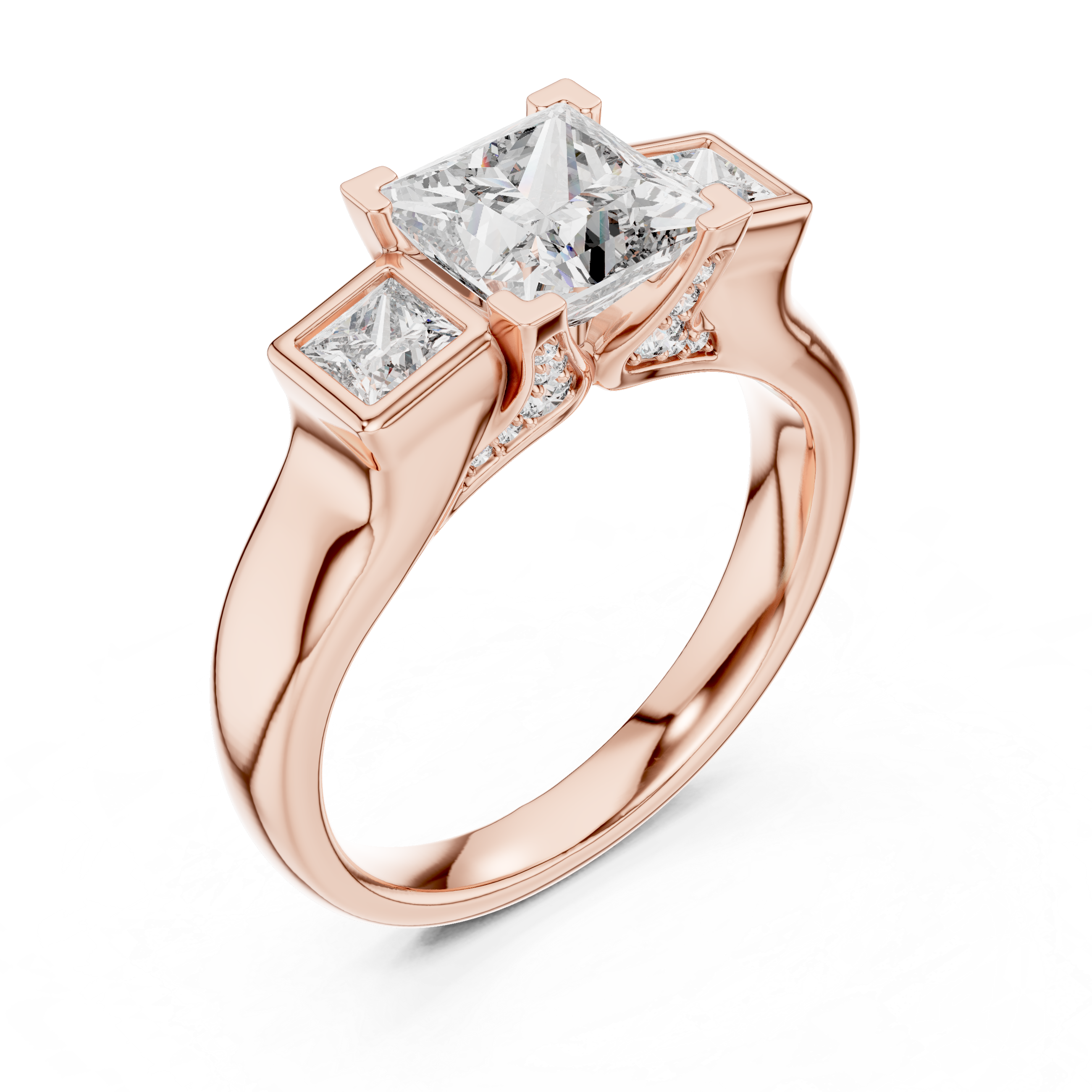 PRINCESS SIDE STONE SOLITAIRE DIAMOND RING