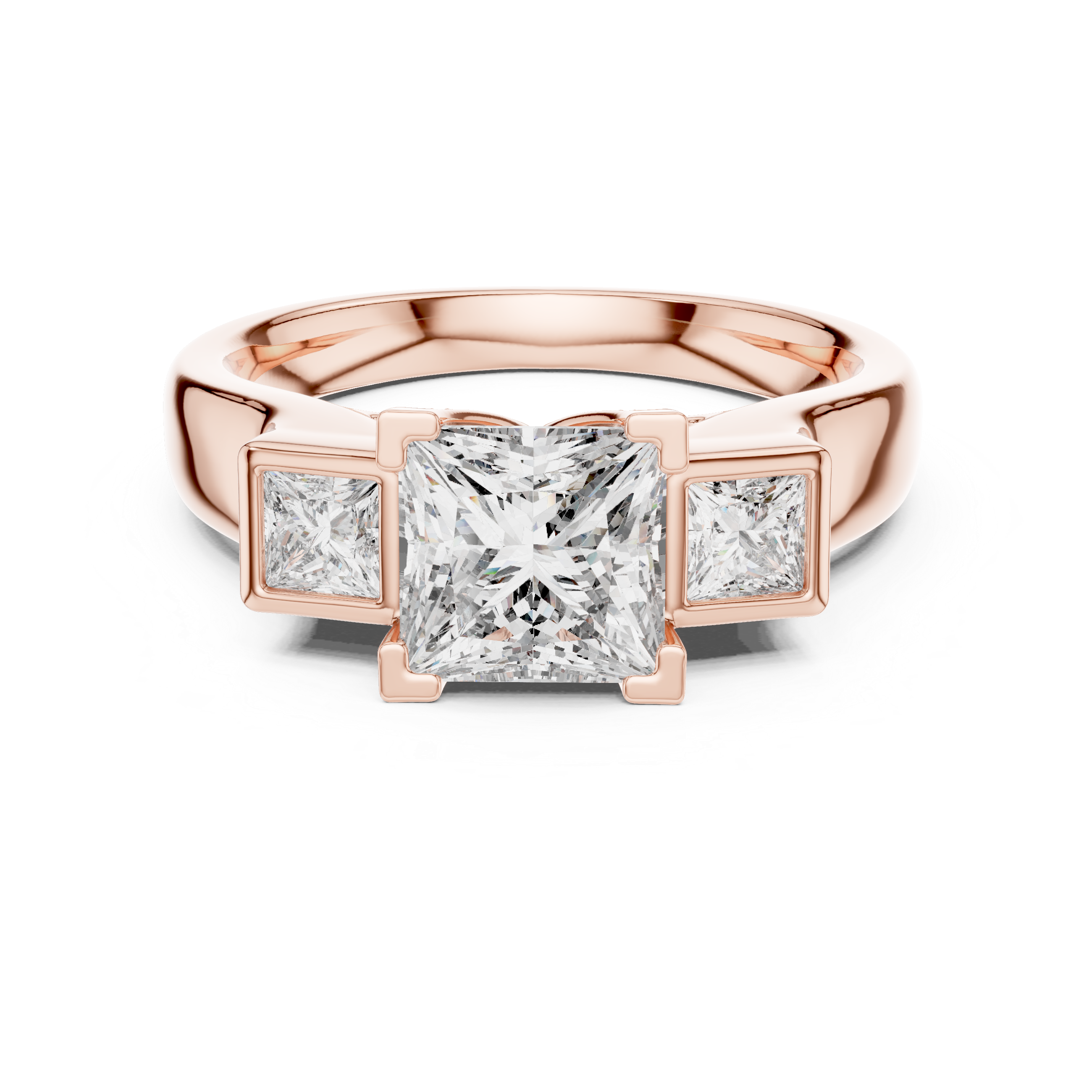 PRINCESS SIDE STONE SOLITAIRE DIAMOND RING