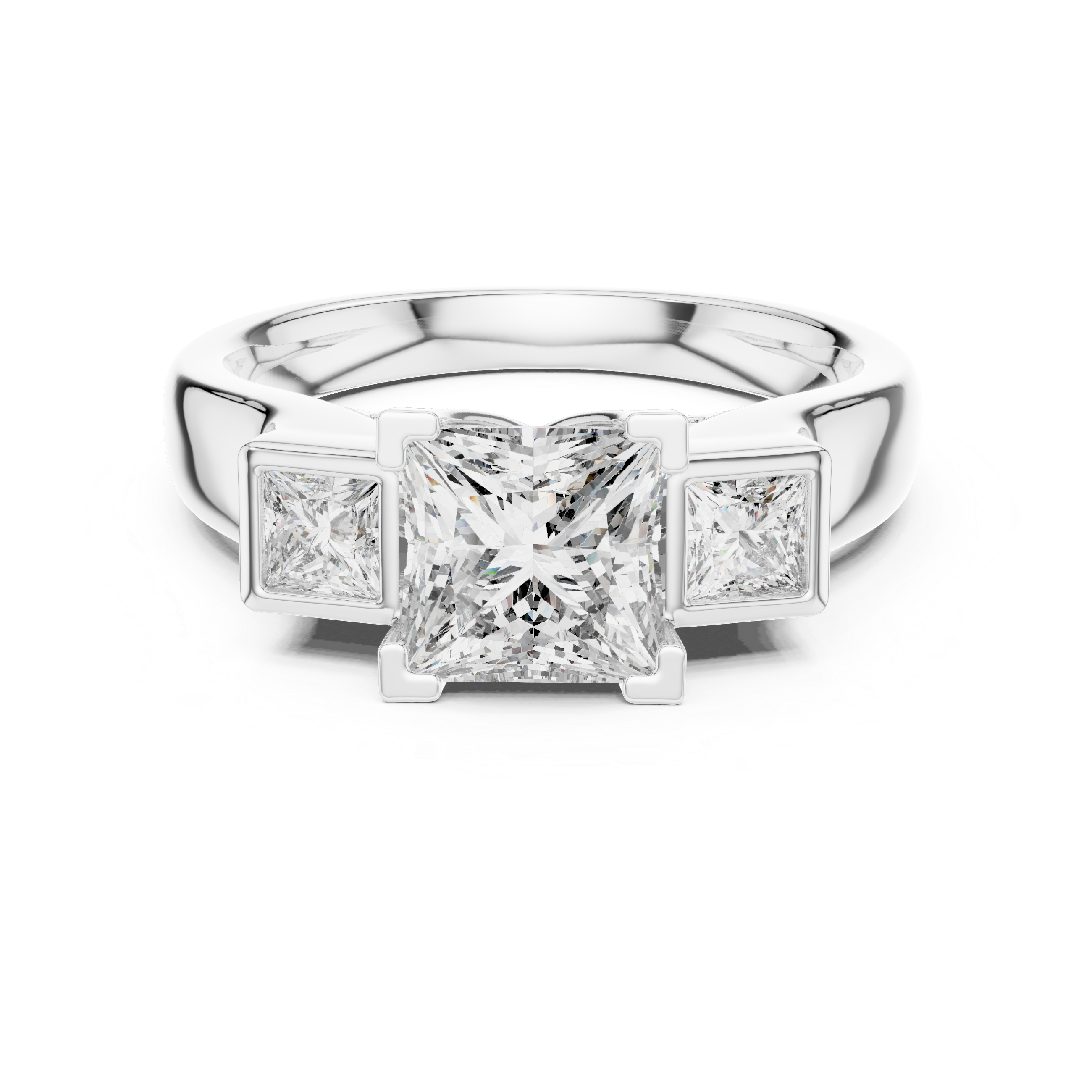 PRINCESS SIDE STONE SOLITAIRE DIAMOND RING
